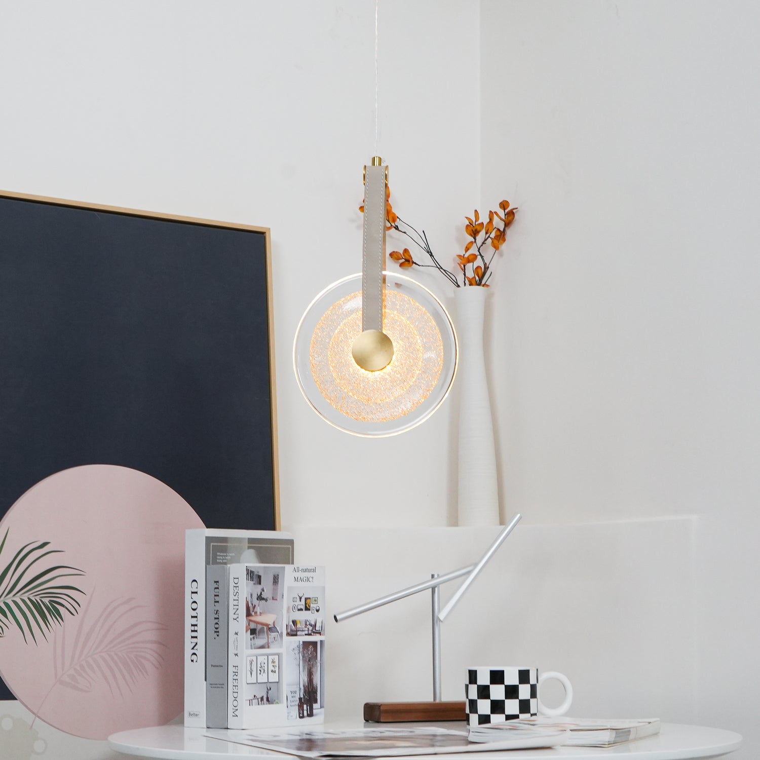 Zusk Leather Classic Pendant Lamp-Neutral Decor