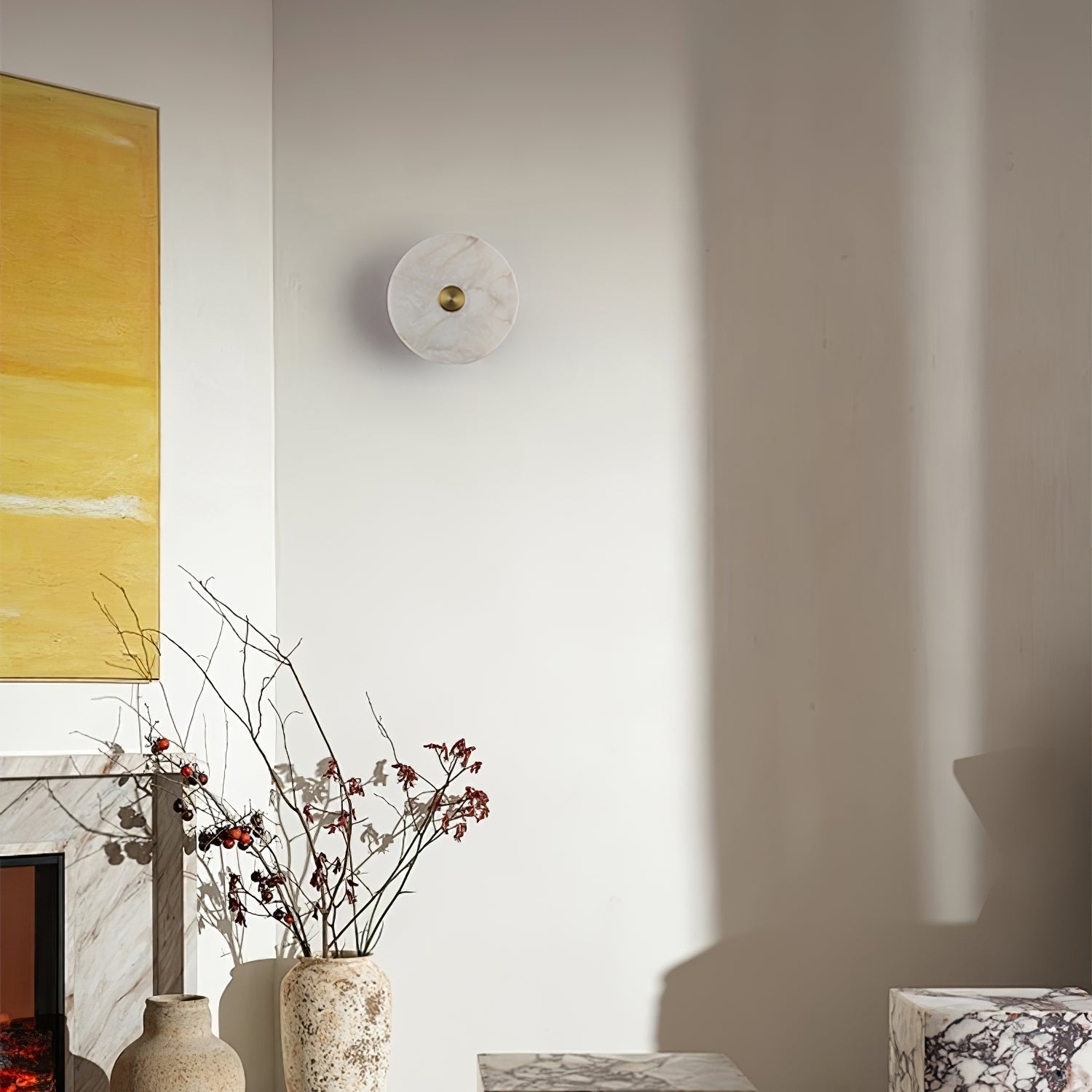 Selina Minimalist Alabaster Ceiling Light-Neutral Decor