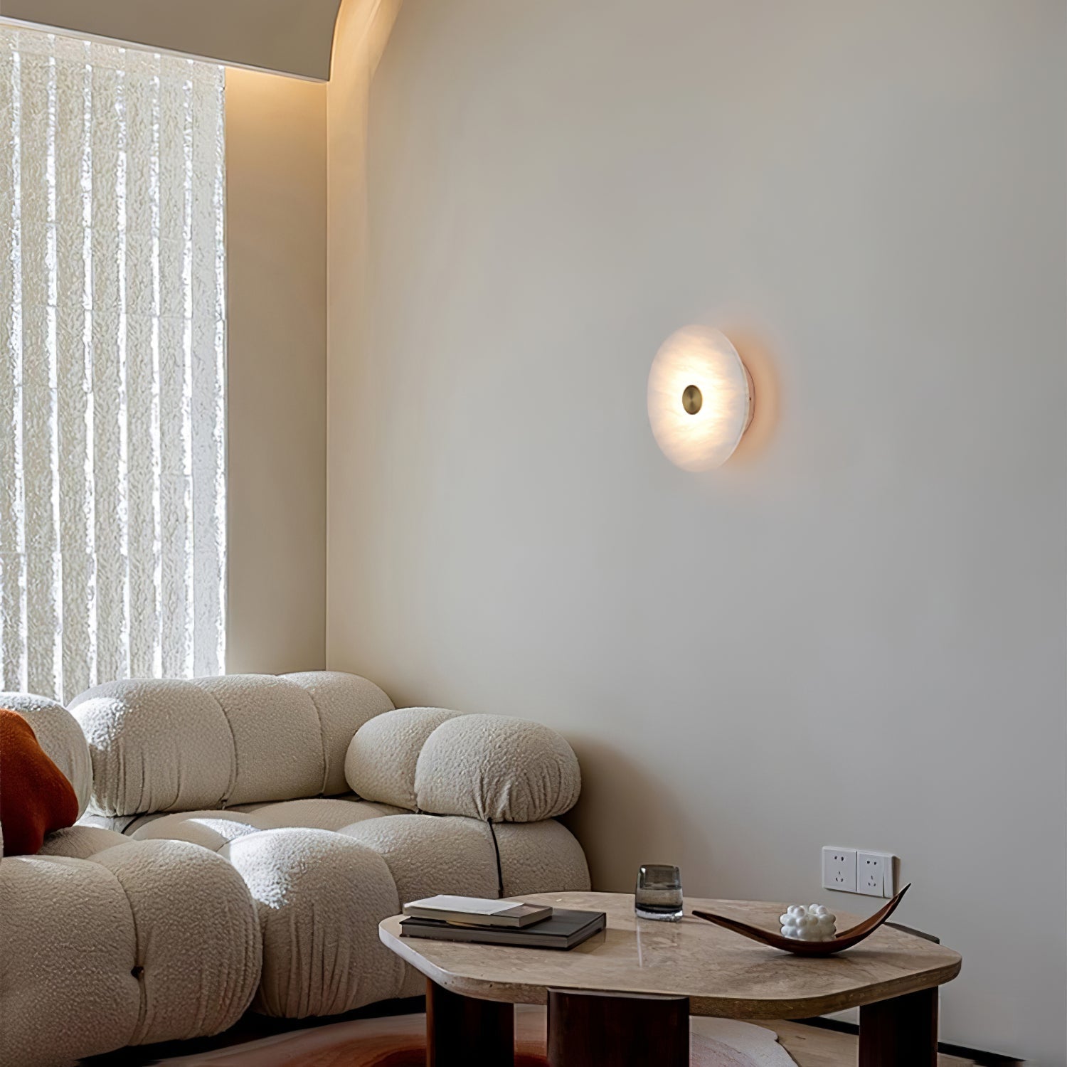 Selina Minimalist Alabaster Ceiling Light-Neutral Decor