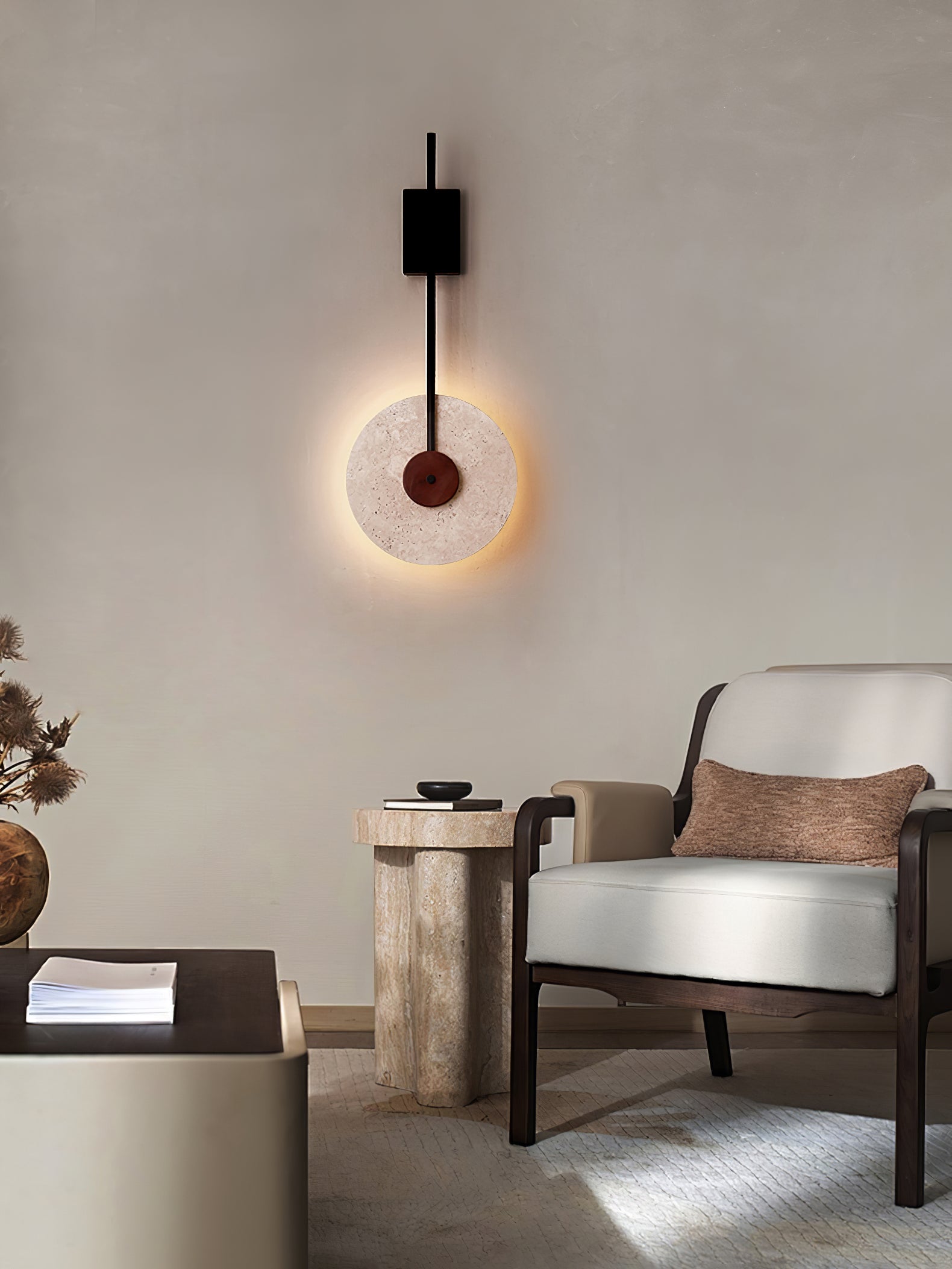 Elysia Travertine Wall Light-Neutral Decor