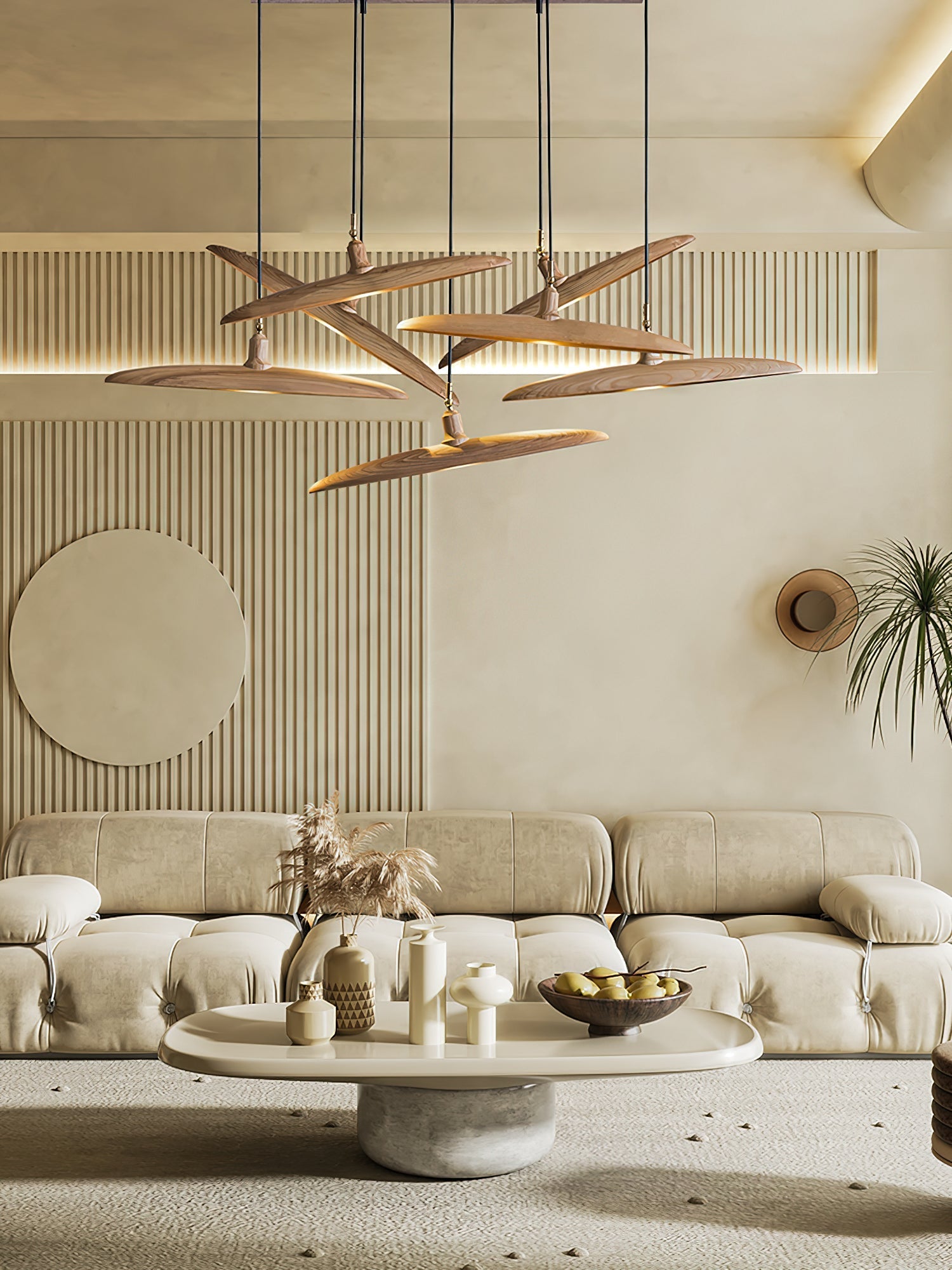 Zelirira Blade Wood Pendant Light-Neutral Decor