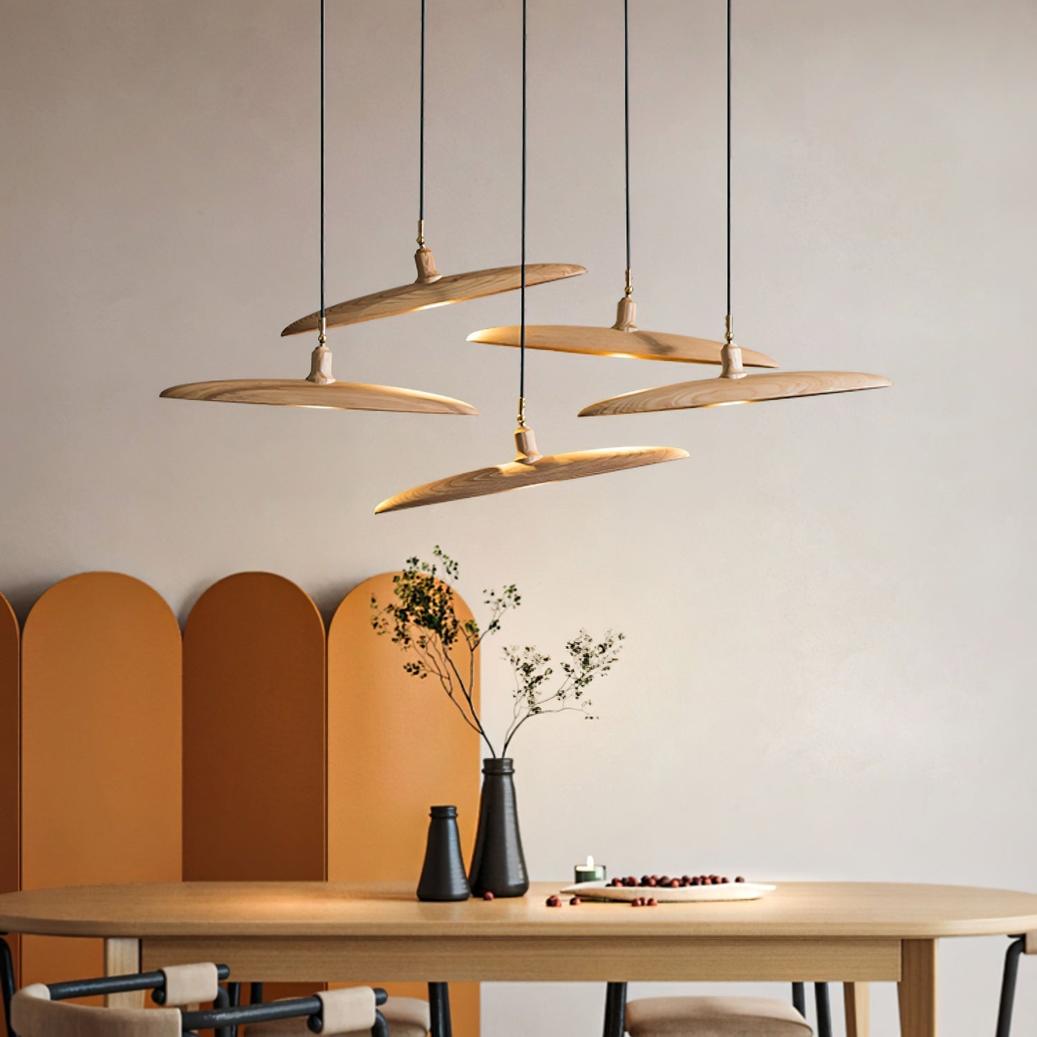 Zelirira Blade Wood Pendant Light-Neutral Decor