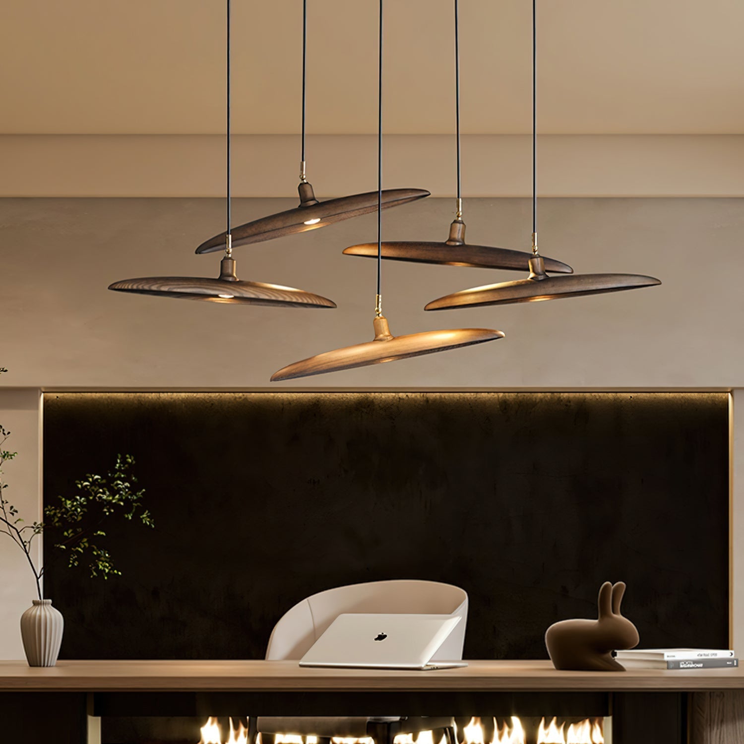 Zelirira Blade Wood Pendant Light-Neutral Decor