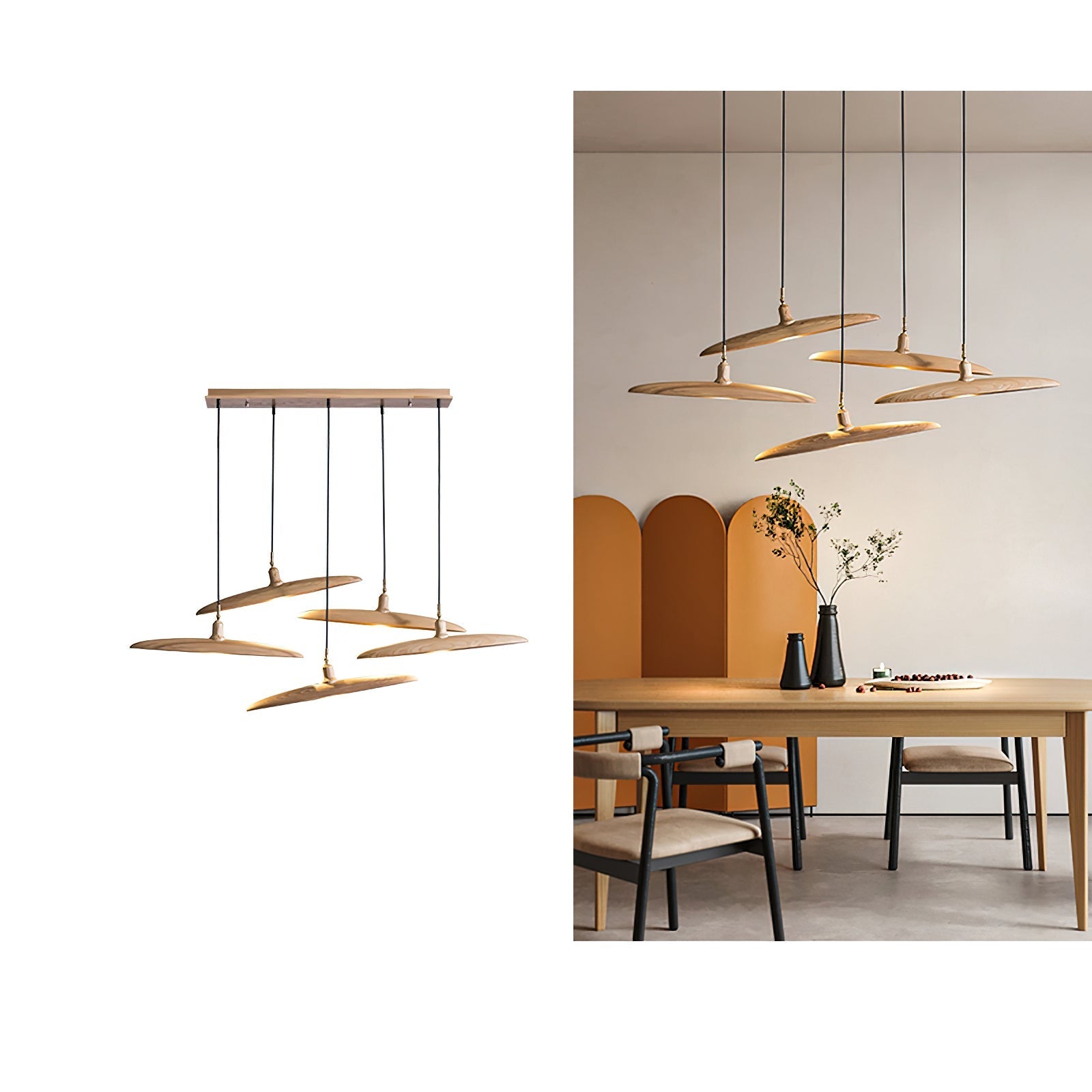 Zelirira Blade Wood Pendant Light-Neutral Decor