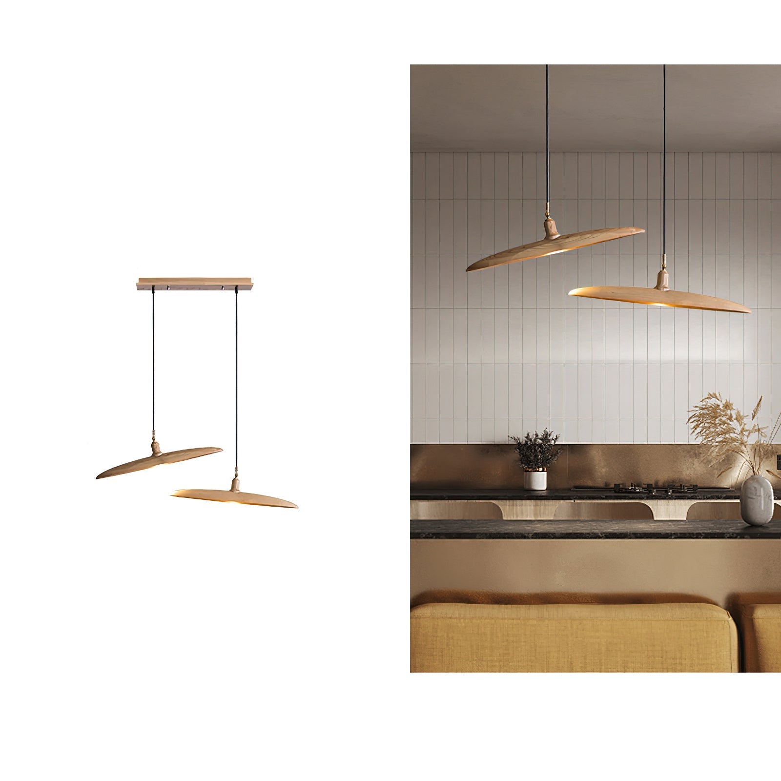 Zelirira Blade Wood Pendant Light-Neutral Decor
