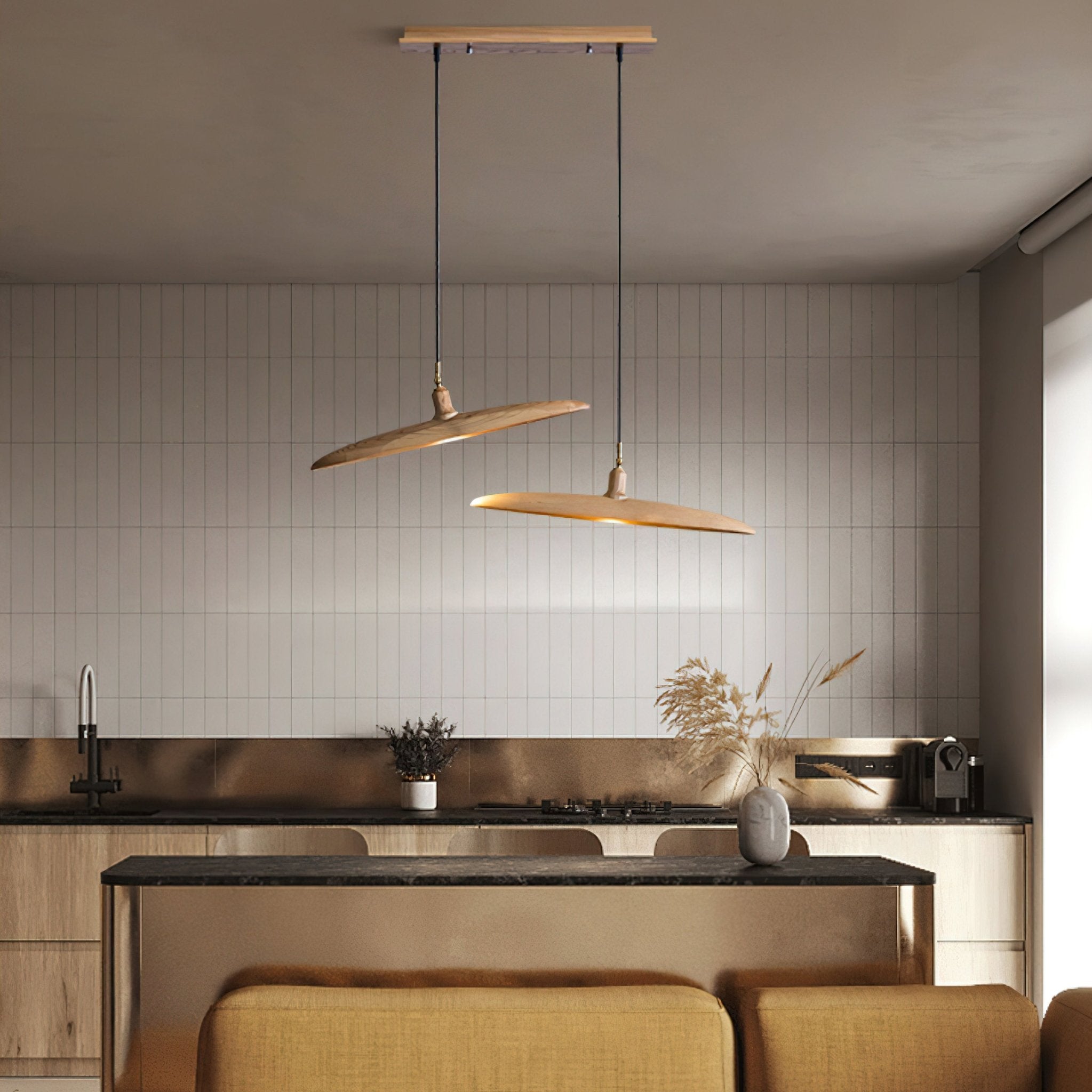 Zelirira Blade Wood Pendant Light-Neutral Decor
