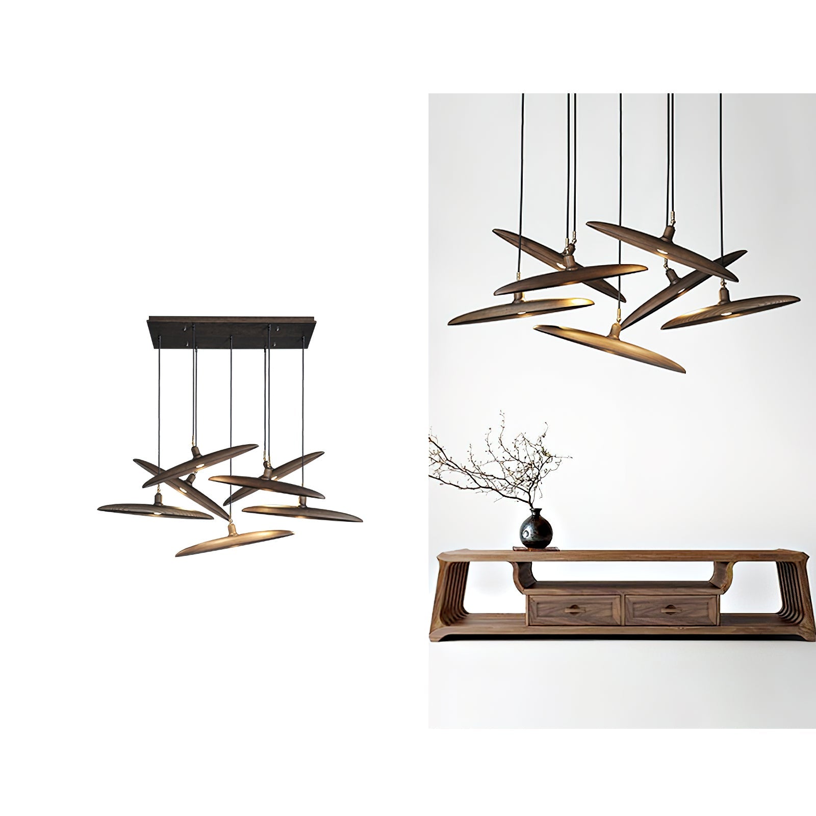 Zelirira Blade Wood Pendant Light-Neutral Decor