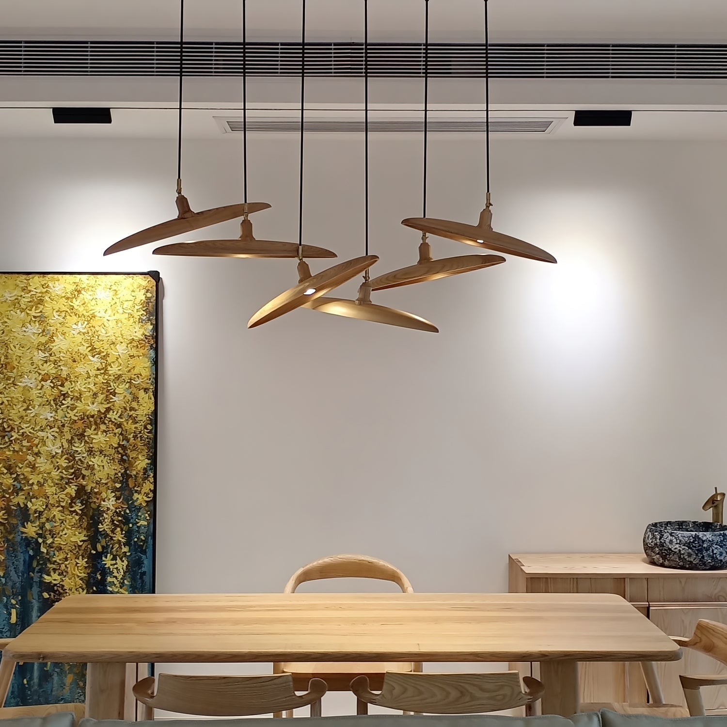 Zelirira Blade Wood Pendant Light-Neutral Decor