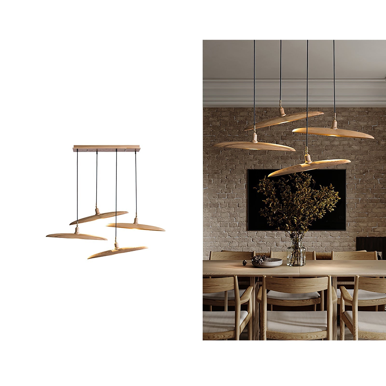 Zelirira Blade Wood Pendant Light-Neutral Decor