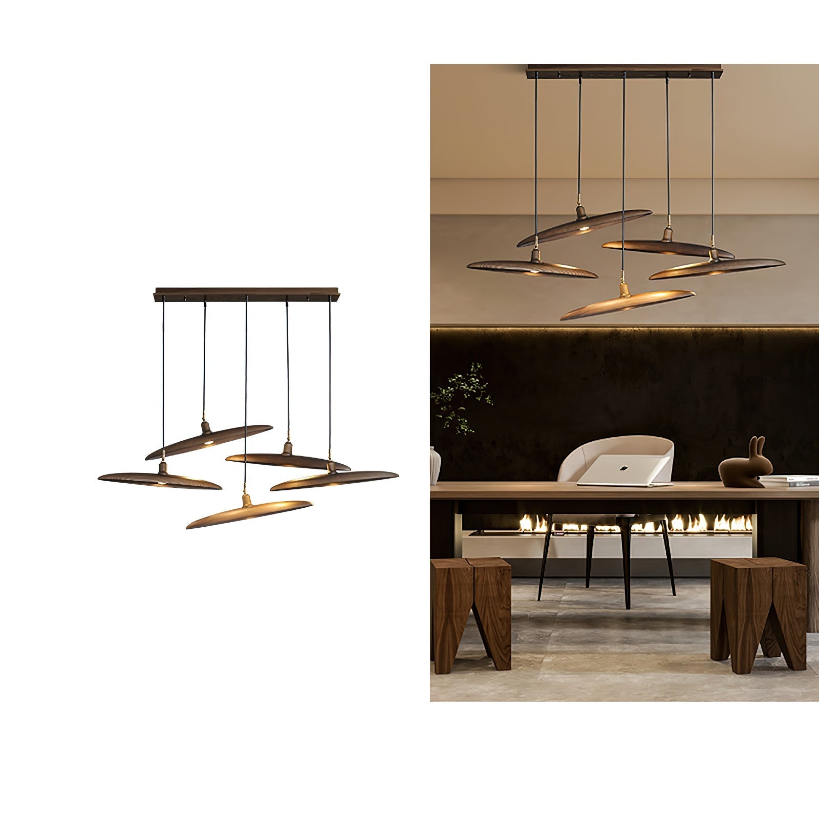 Zelirira Blade Wood Pendant Light-Neutral Decor