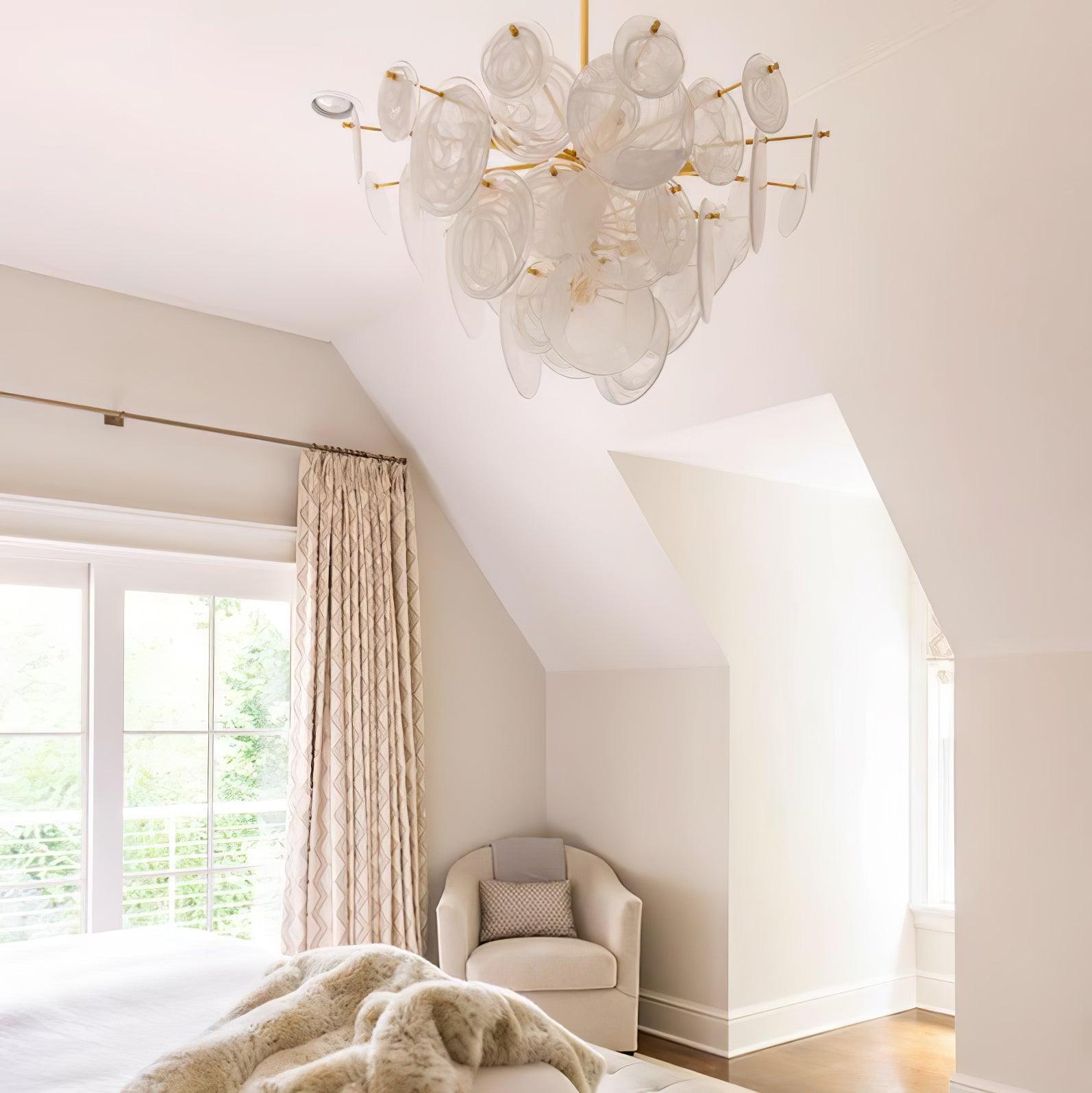 Ael Postmodern Luxury Discs Brass Glass Chandelier-Neutral Decor