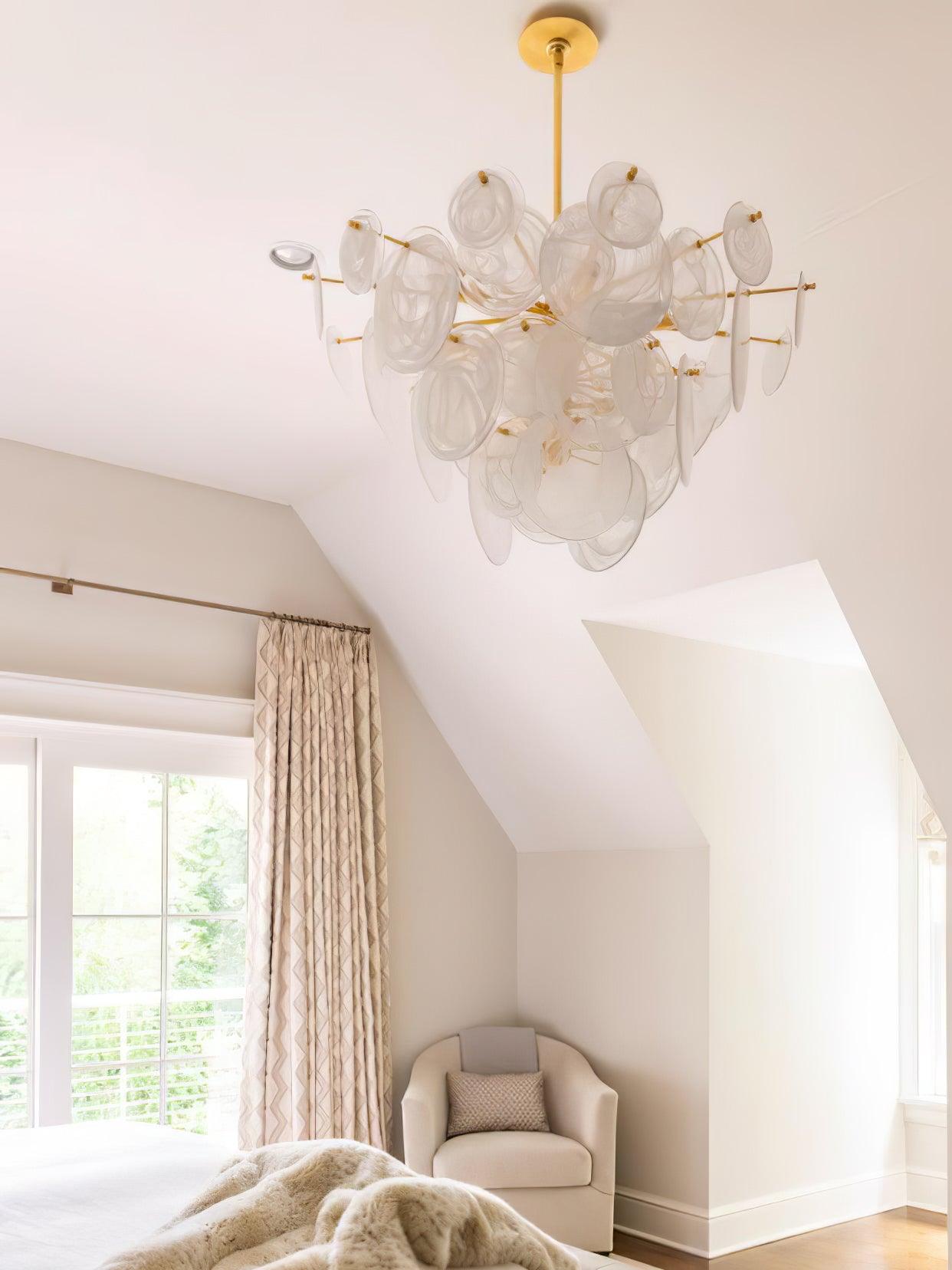 Ael Postmodern Luxury Discs Brass Glass Chandelier-Neutral Decor