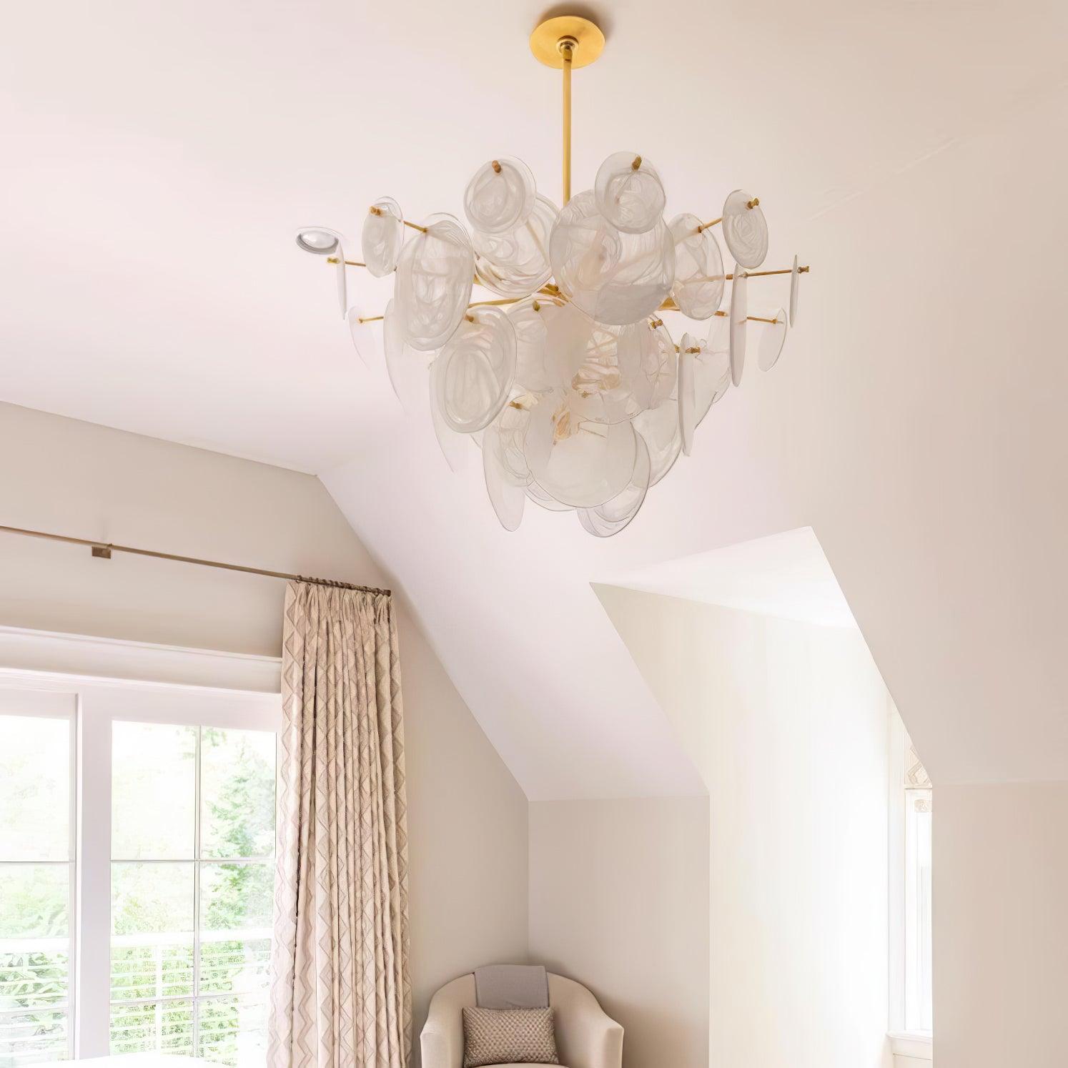 Ael Postmodern Luxury Discs Brass Glass Chandelier-Neutral Decor