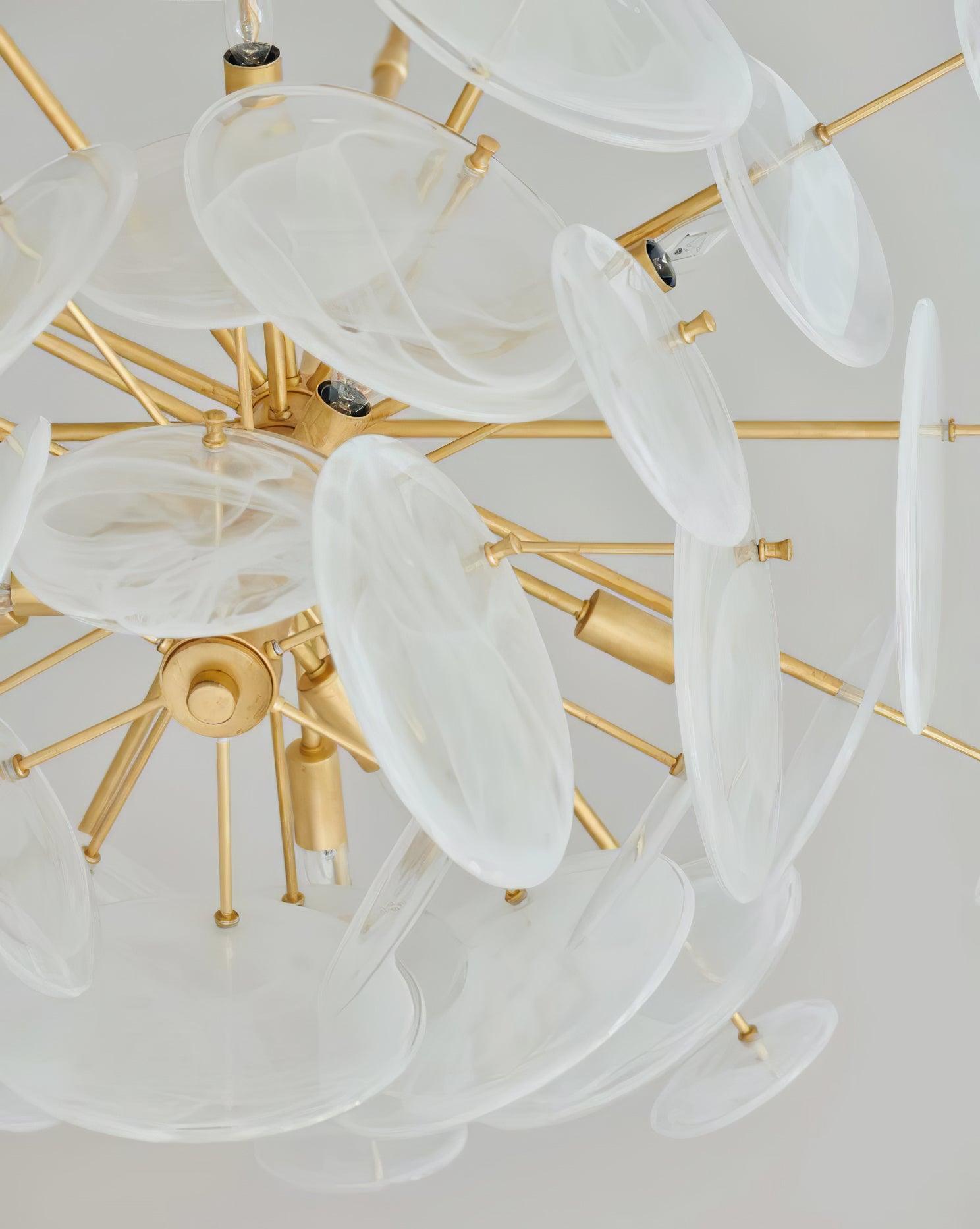 Ael Postmodern Luxury Discs Brass Glass Chandelier-Neutral Decor