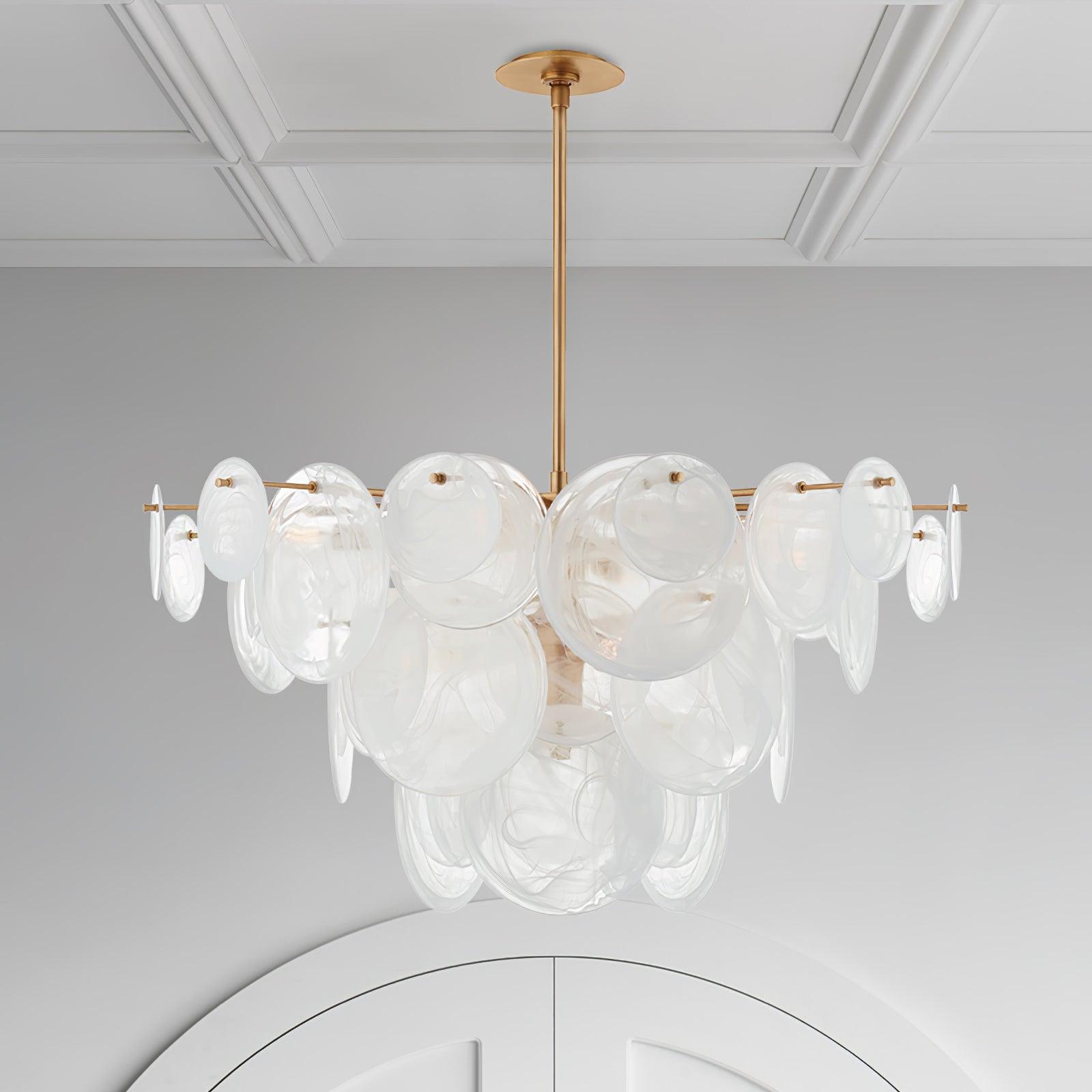 Ael Postmodern Luxury Discs Brass Glass Chandelier-Neutral Decor