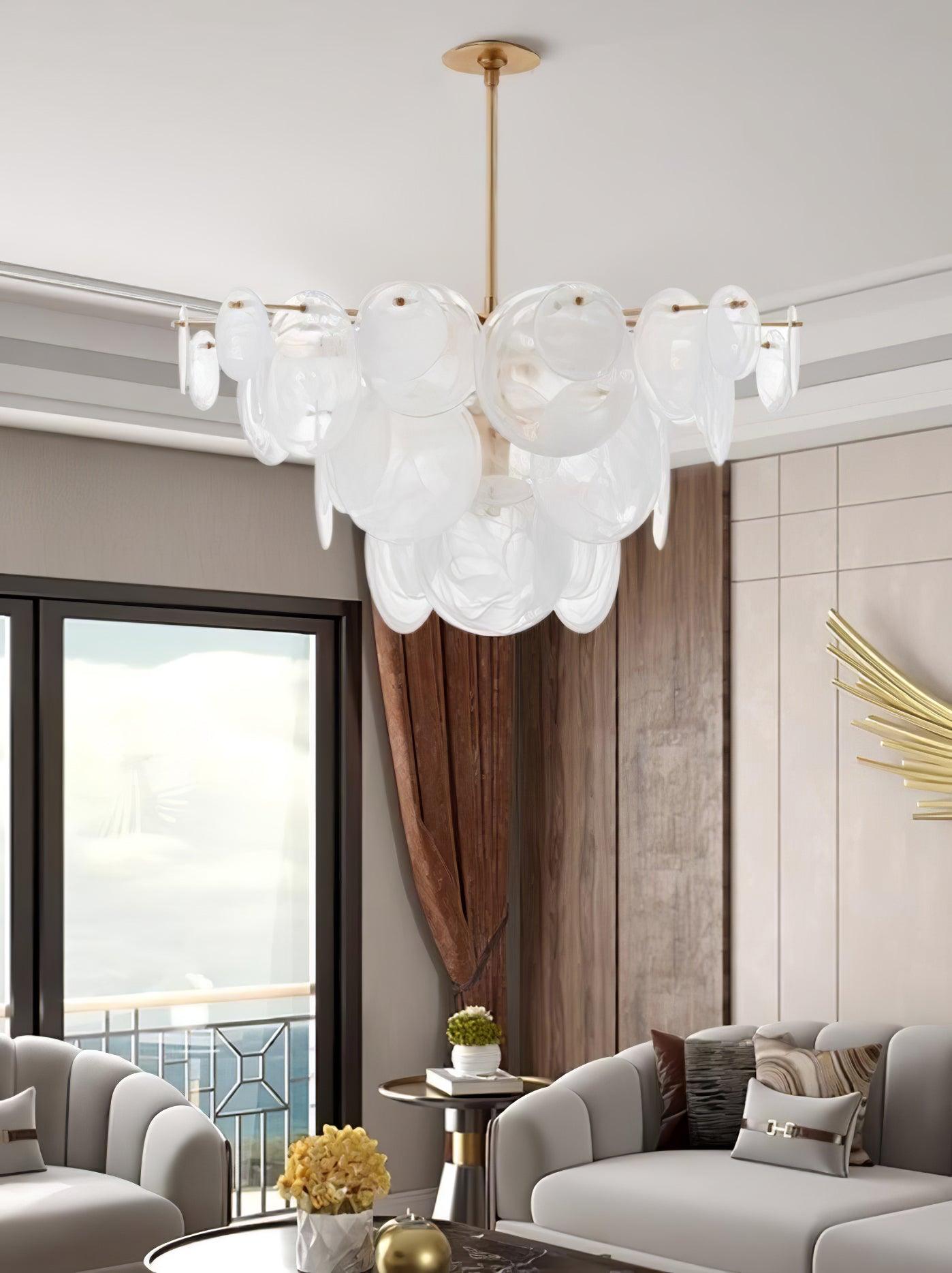 Ael Postmodern Luxury Discs Brass Glass Chandelier-Neutral Decor