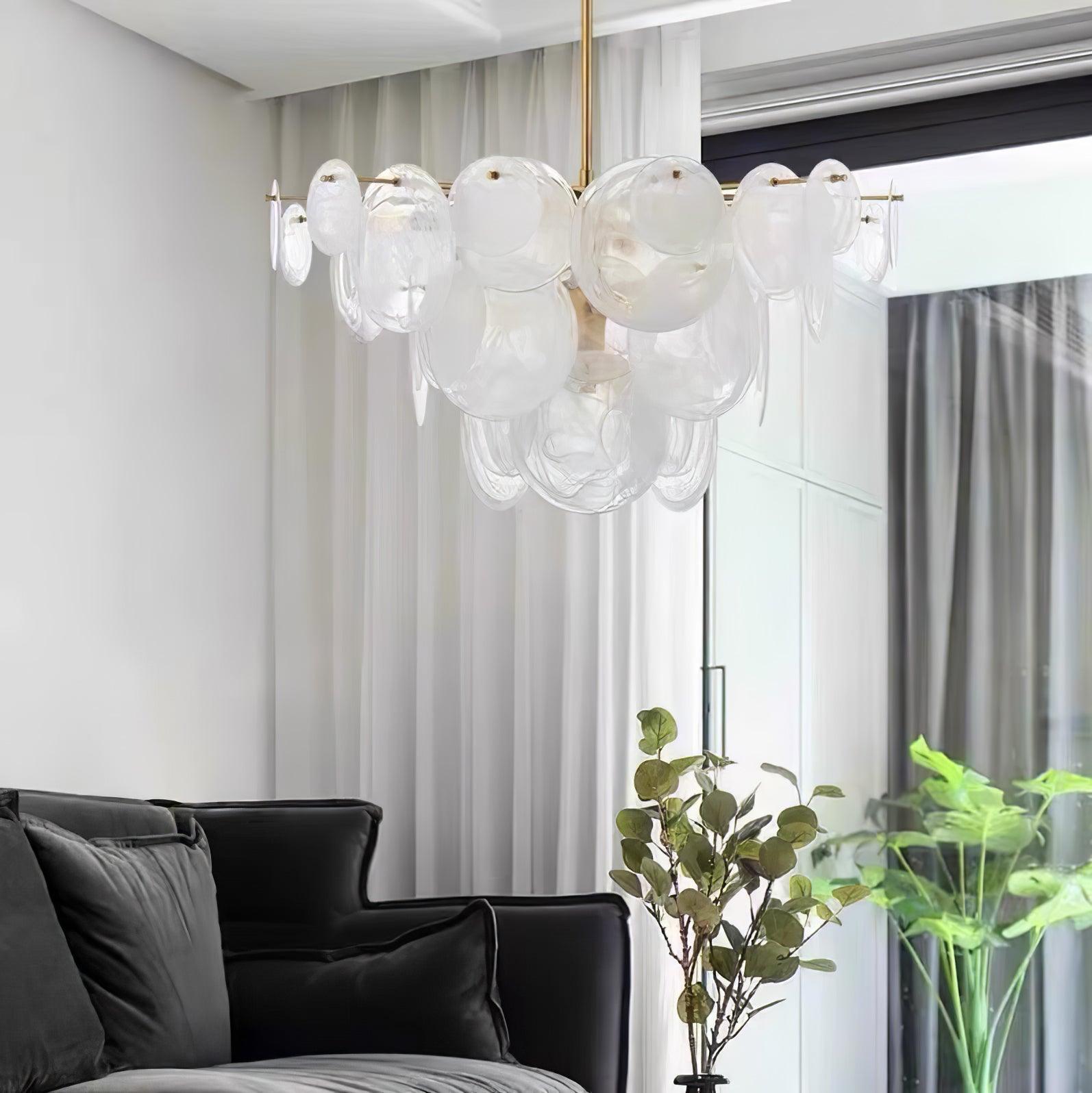 Ael Postmodern Luxury Discs Brass Glass Chandelier-Neutral Decor