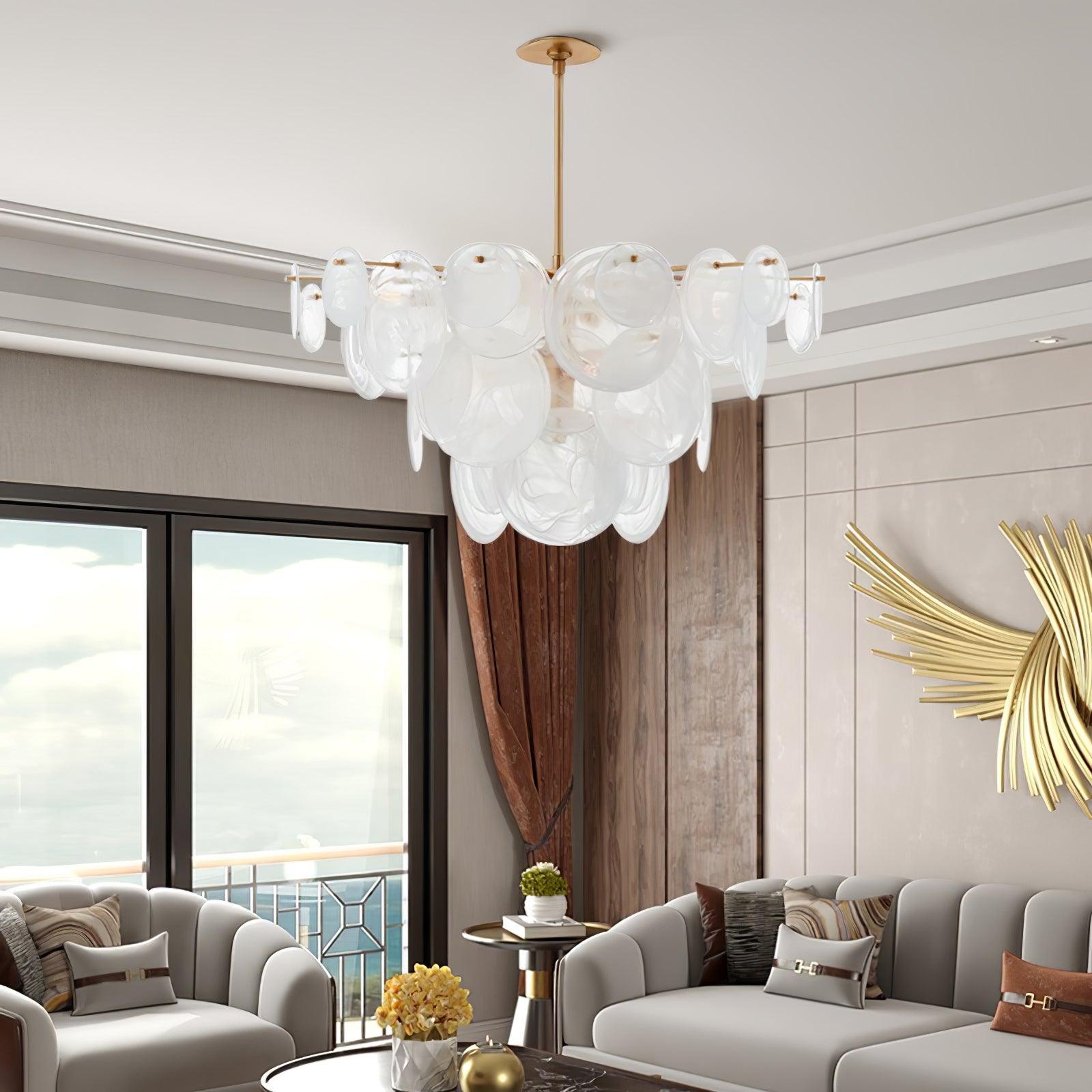 Ael Postmodern Luxury Discs Brass Glass Chandelier-Neutral Decor