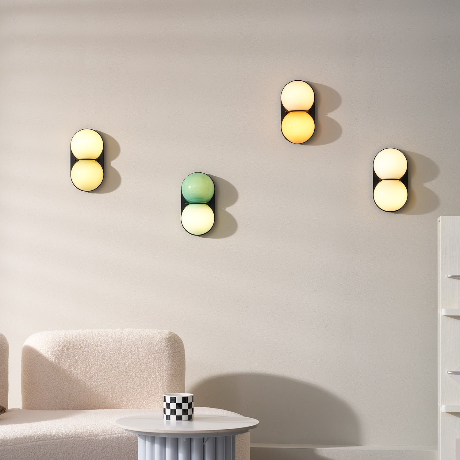 Two Globe Glass Wall Sconce-Neutral Decor