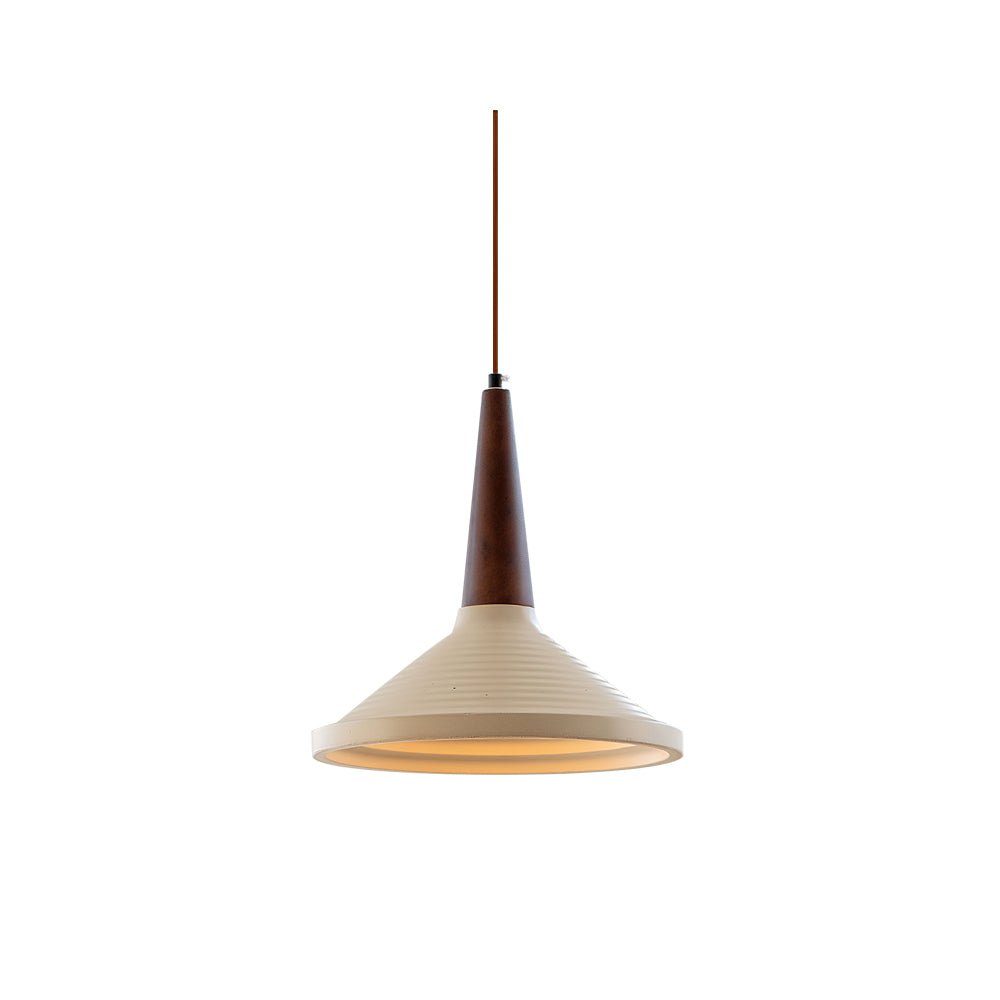 Doherty Pendant Light in beige travertine finish.
