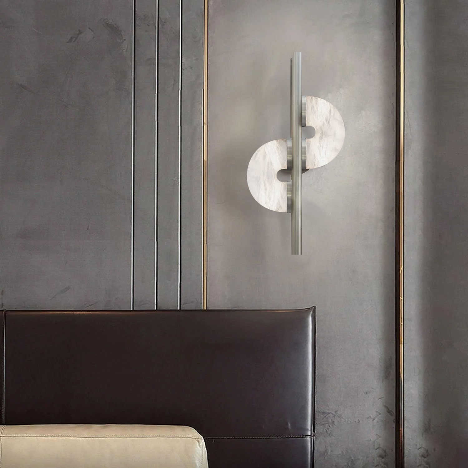 Ythar Dual Disc Alabaster Wall Light-Neutral Decor