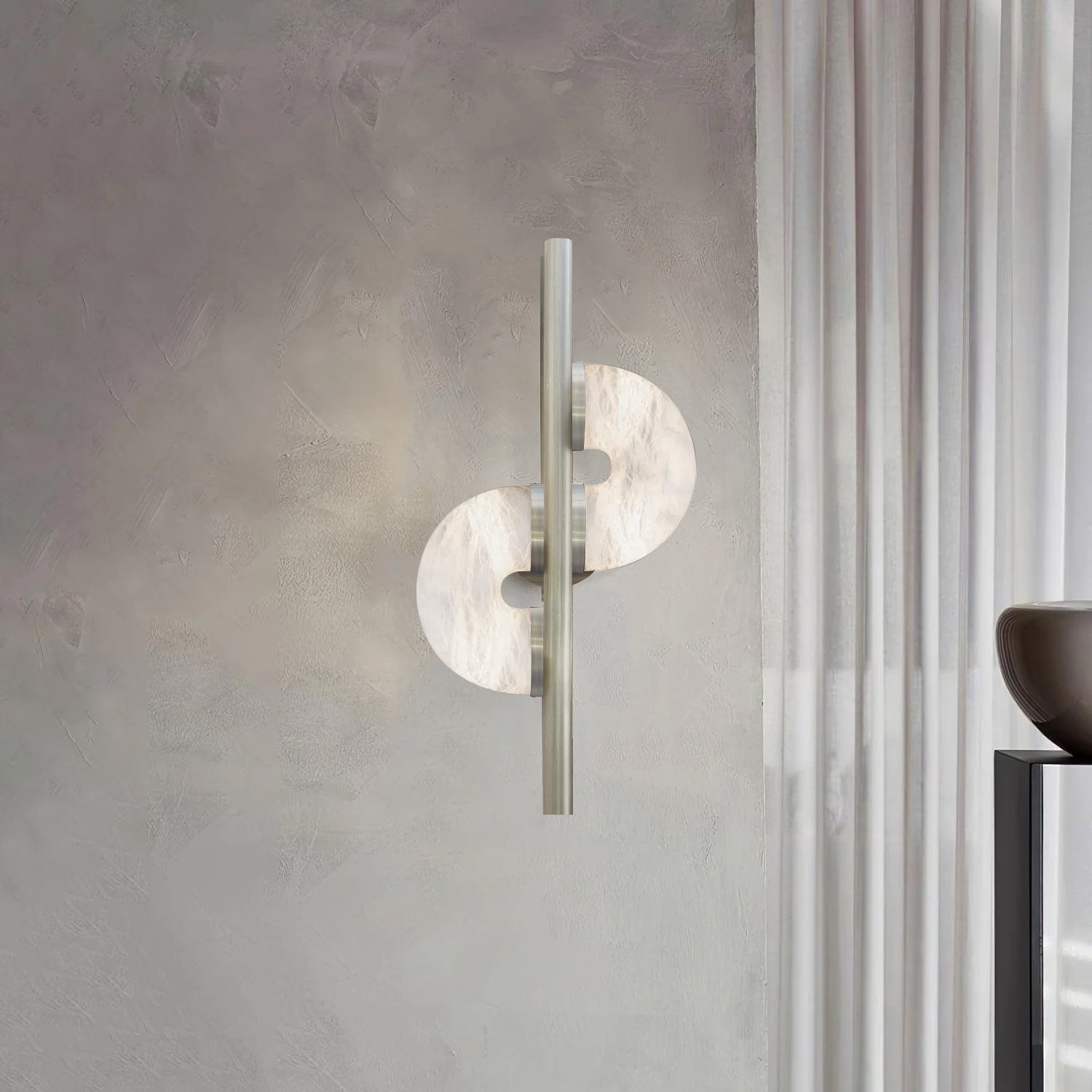 Ythar Dual Disc Alabaster Wall Light-Neutral Decor