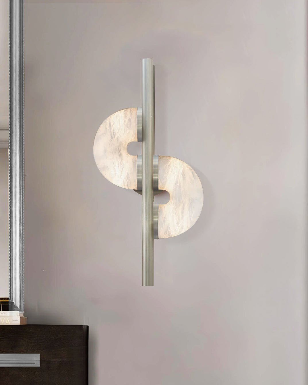 Ythar Dual Disc Alabaster Wall Light-Neutral Decor