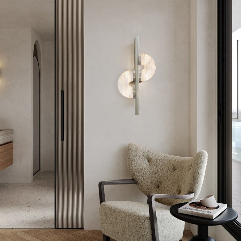 Ythar Dual Disc Alabaster Wall Light-Neutral Decor