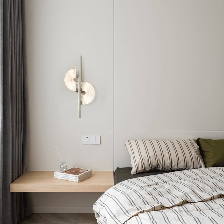 Ythar Dual Disc Alabaster Wall Light-Neutral Decor