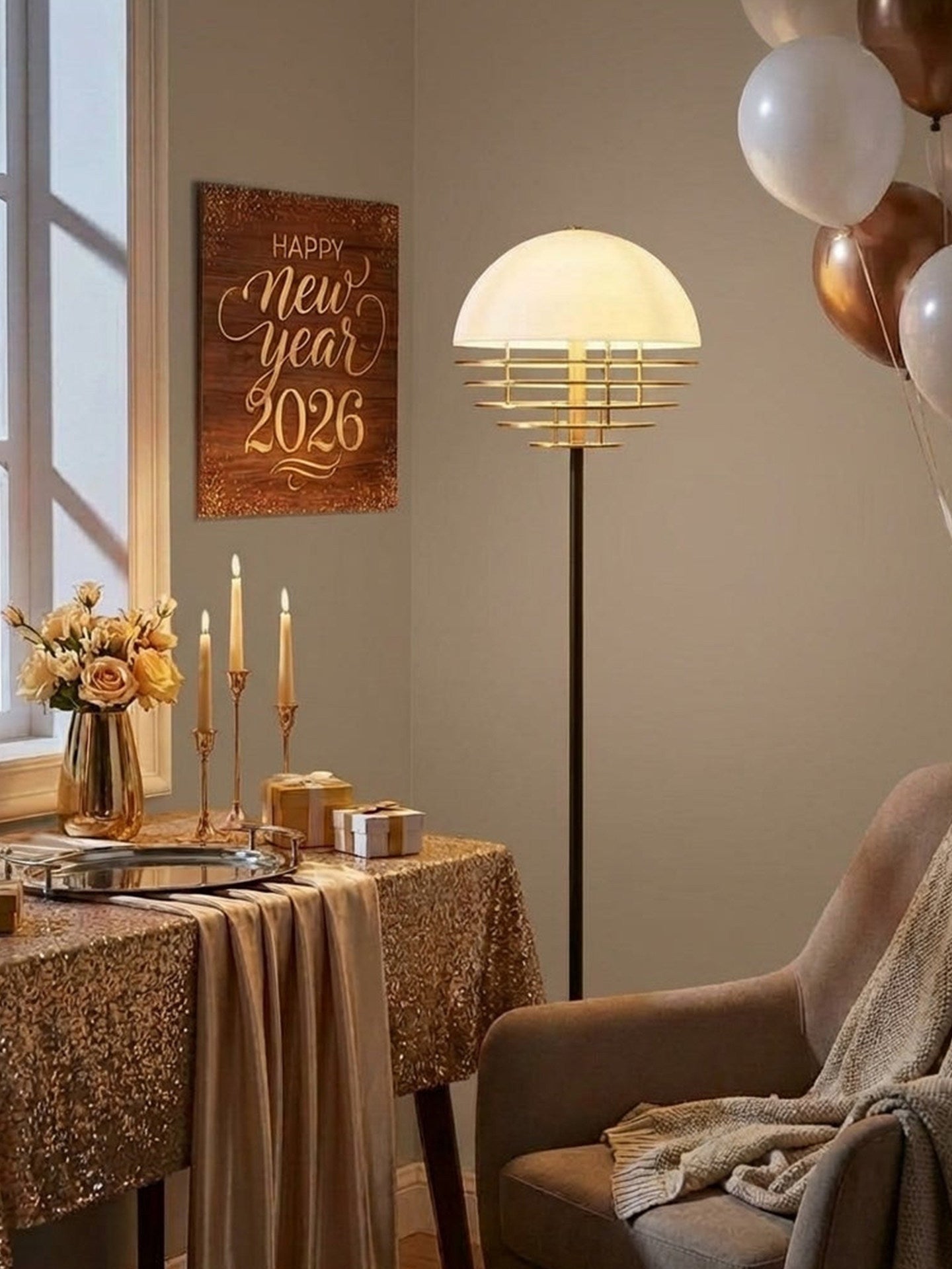 Dome Louver Floor Lamp-Neutral Decor