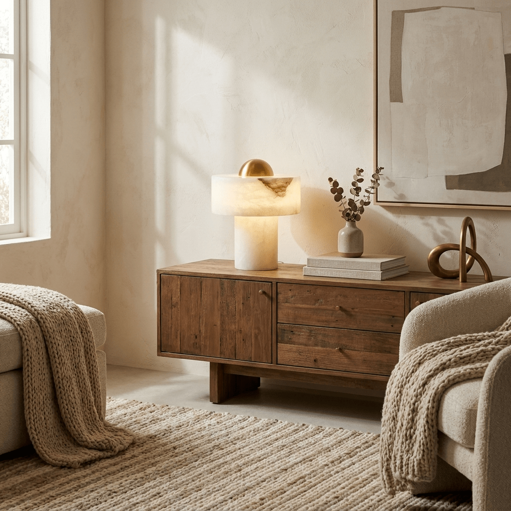 Dome Alabaster Table Lamp-Neutral Decor