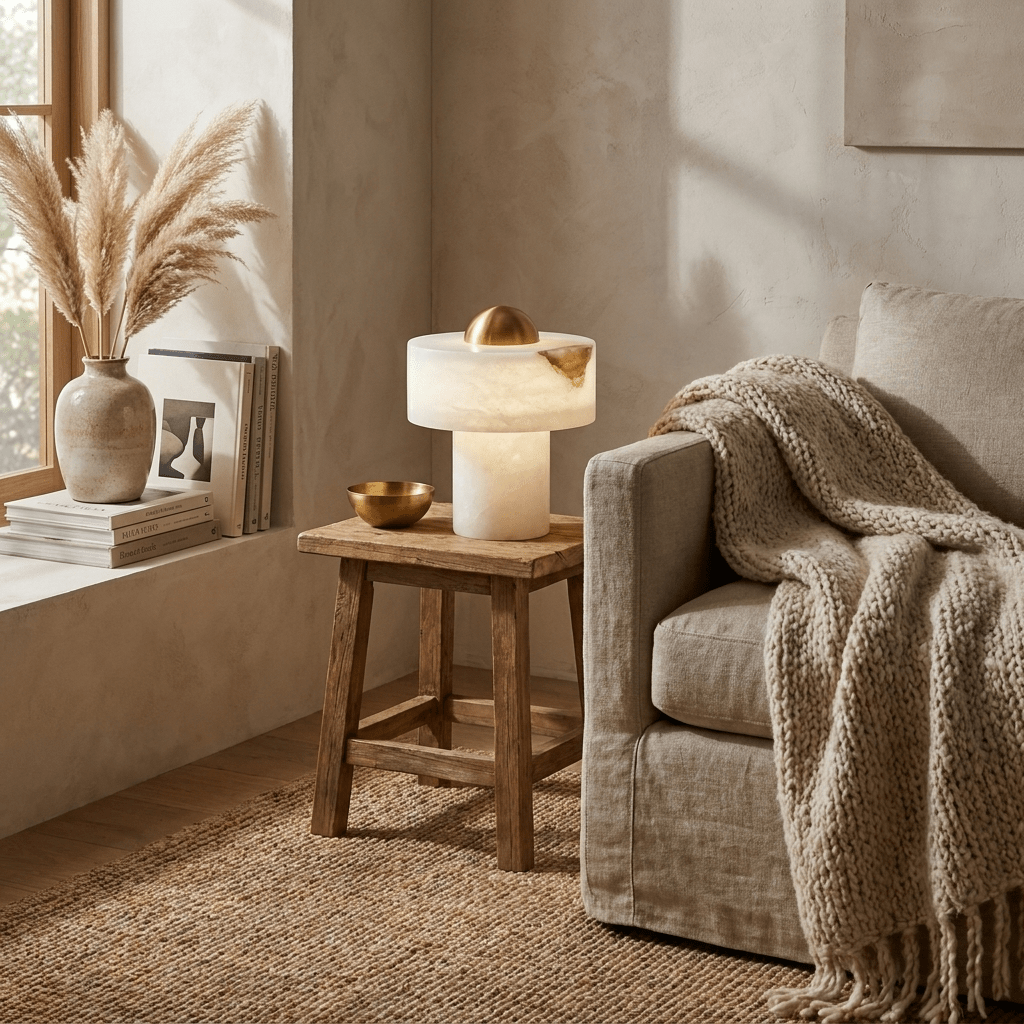 Dome Alabaster Table Lamp-Neutral Decor