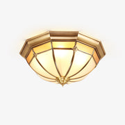 Vovynan Elegance Dome Brass Glass Flush Ceiling Lamp-Neutral Decor