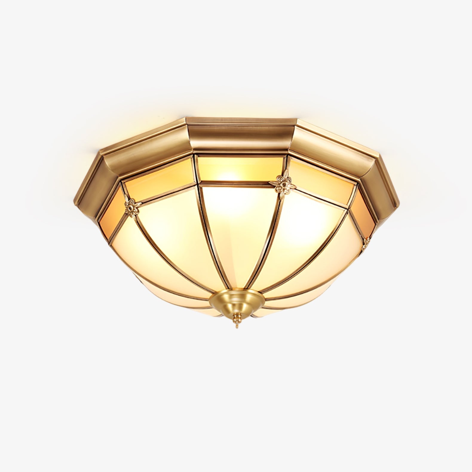Vovynan Elegance Dome Brass Glass Flush Ceiling Lamp-Neutral Decor