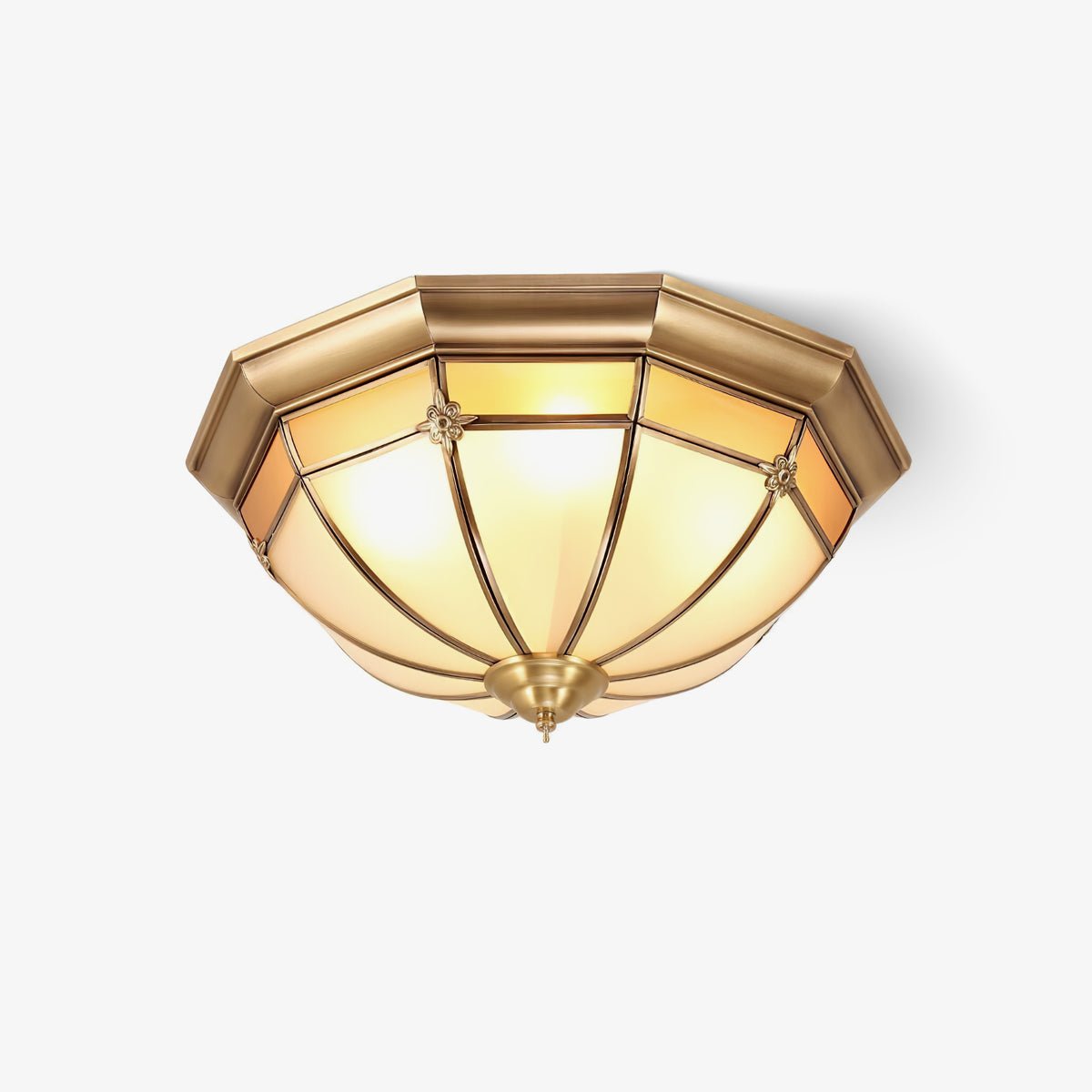 Vovynan Elegance Dome Brass Glass Flush Ceiling Lamp-Neutral Decor