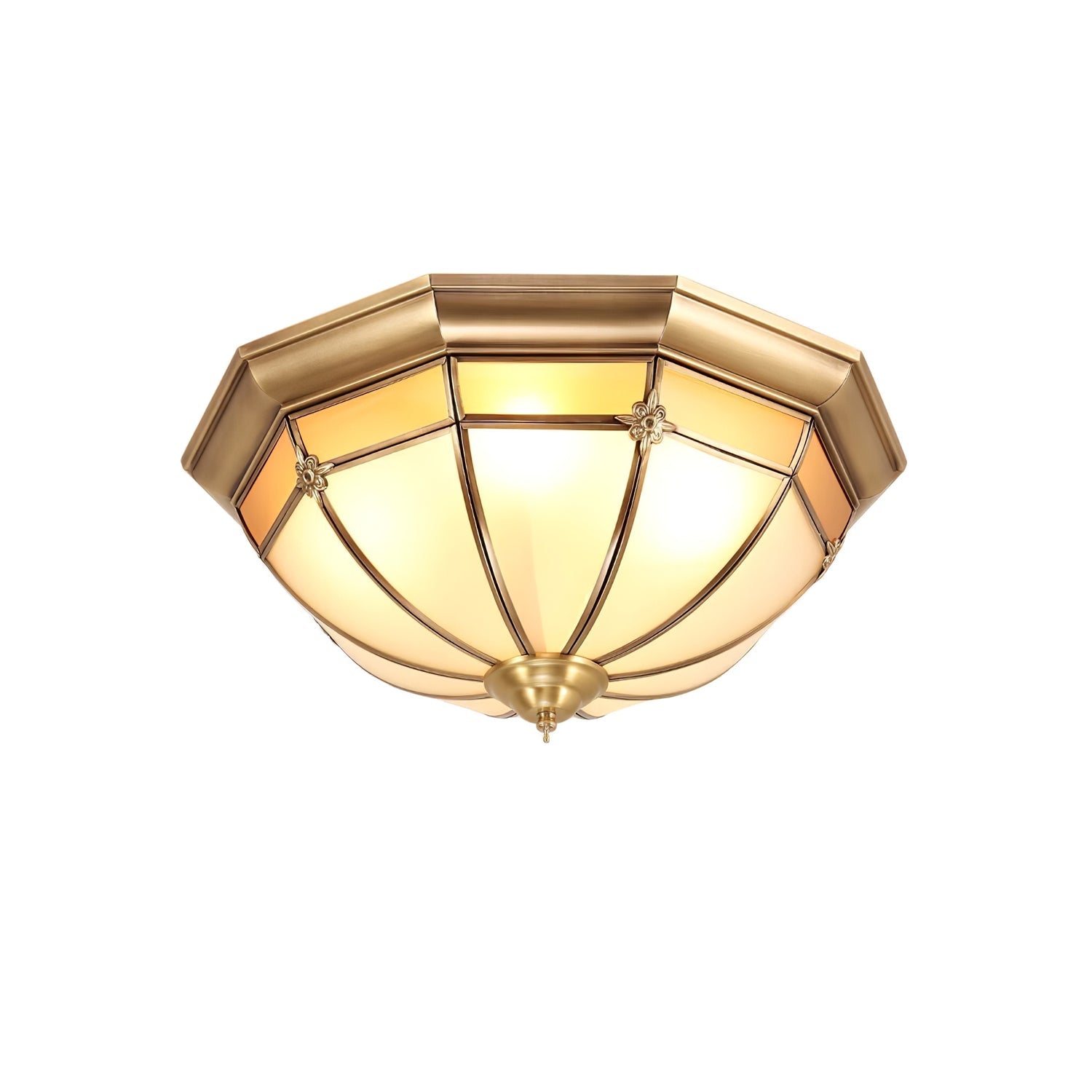 Vovynan Elegance Dome Brass Glass Flush Ceiling Lamp-Neutral Decor