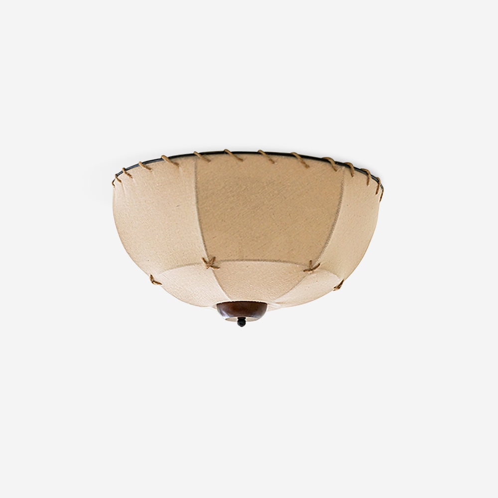 Dome Ceiling Light Handcrafted Wood Fabric Rustic-Neutral Decor