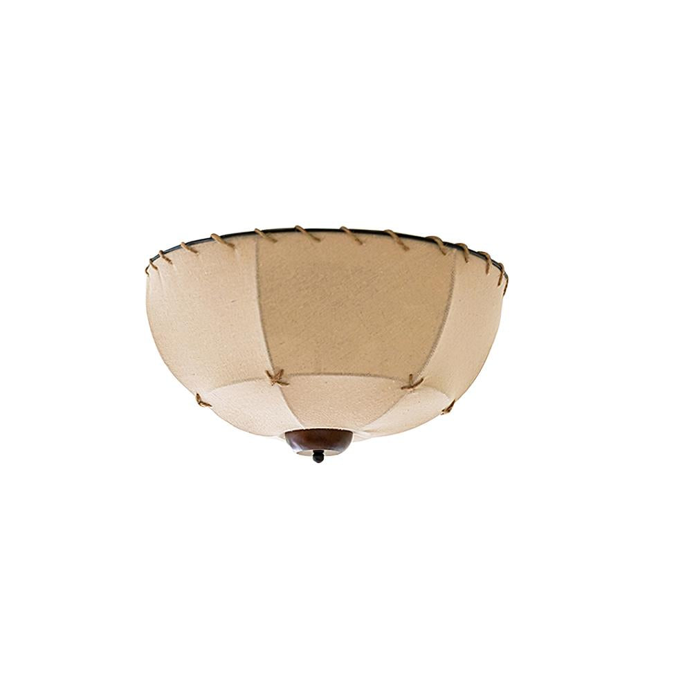 Dome Ceiling Light Handcrafted Wood Fabric Rustic-Neutral Decor