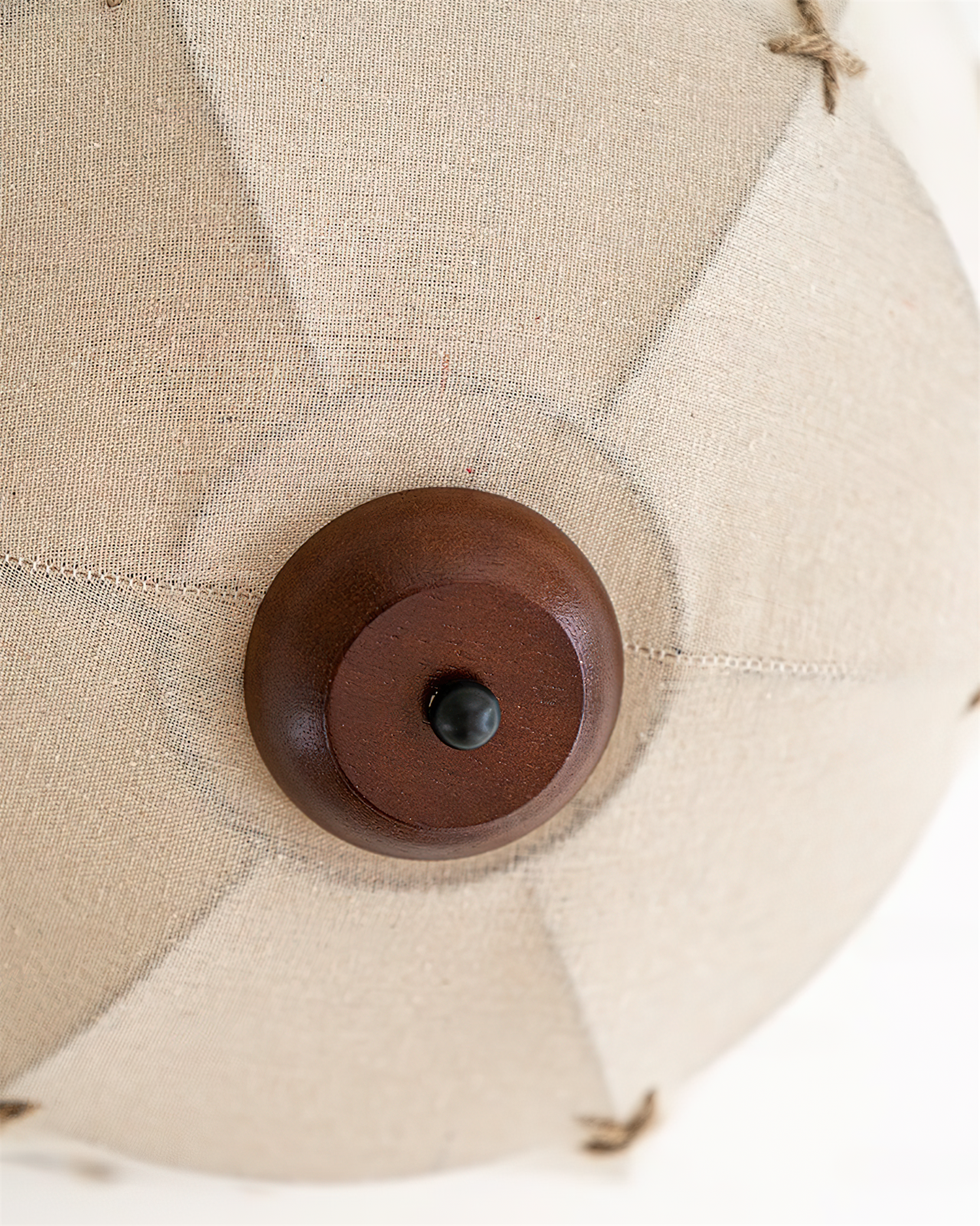 Dome Ceiling Light Handcrafted Wood Fabric Rustic-Neutral Decor