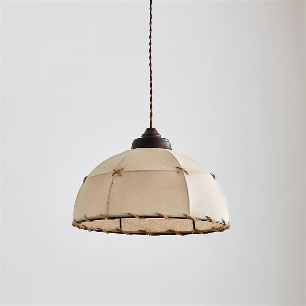 Pendant Light Fabric Dome Shade Vintage Minimalist Soft Glow