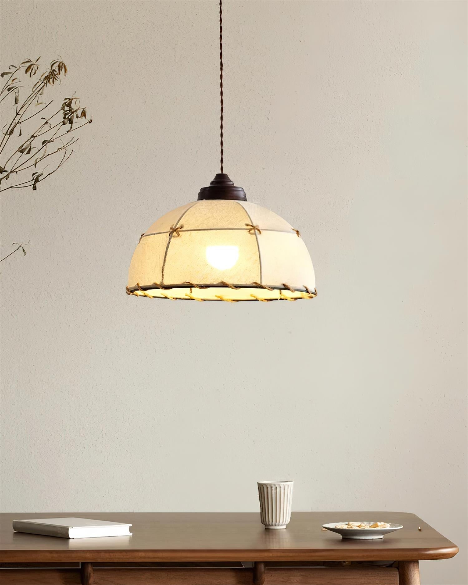 Pendant Light Fabric Dome Shade Vintage Minimalist Soft Glow