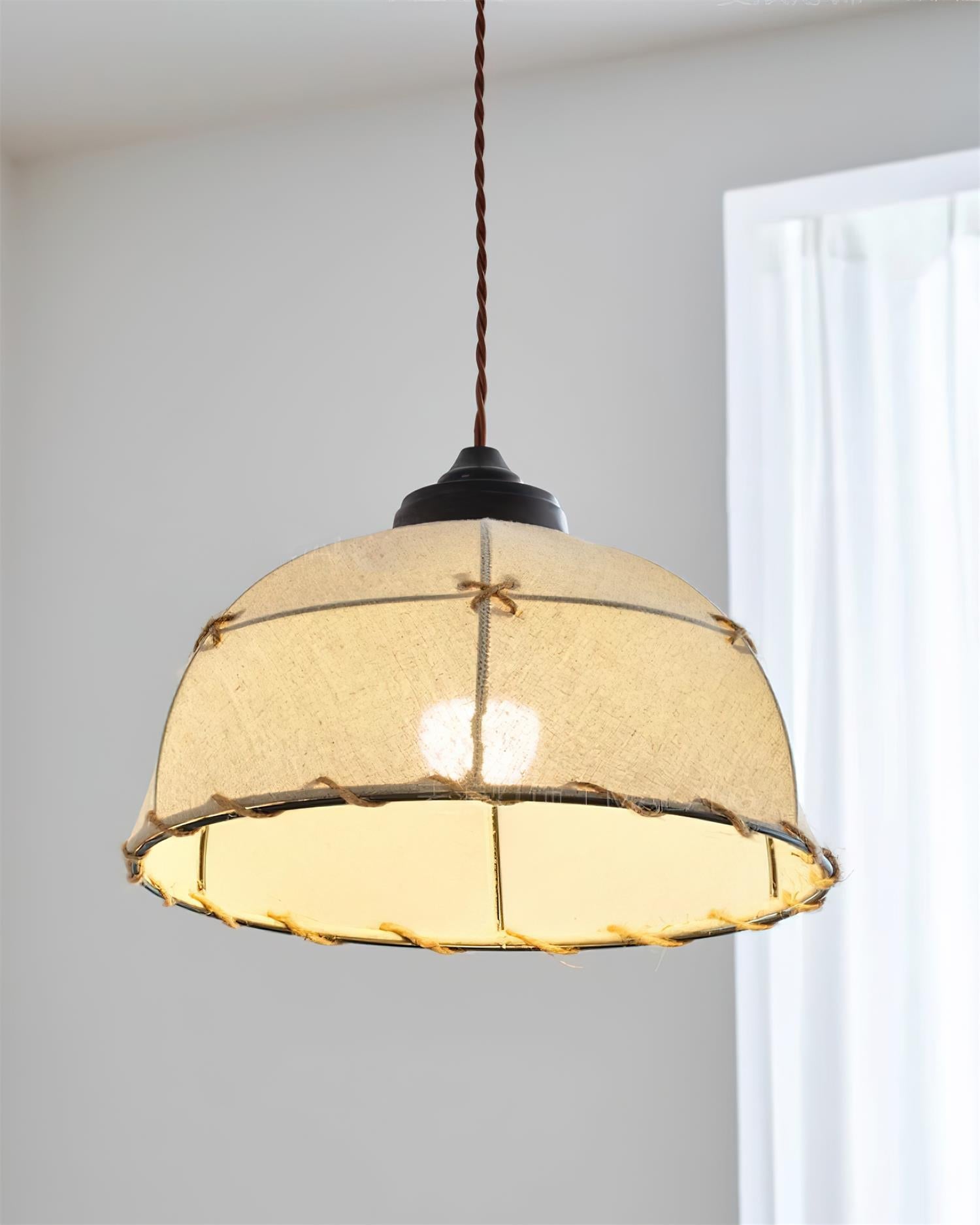 Pendant Light Fabric Dome Shade Vintage Minimalist Soft Glow