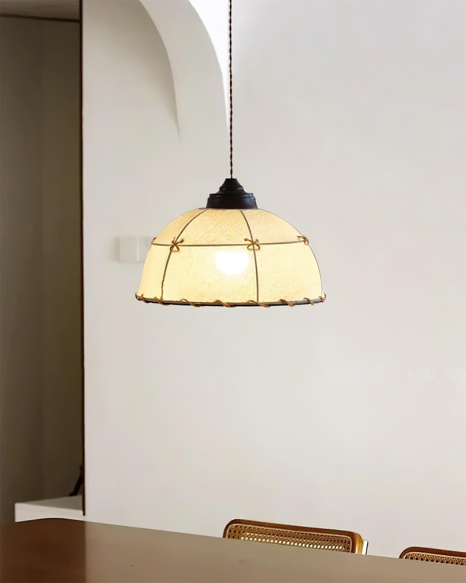 Pendant Light Fabric Dome Shade Vintage Minimalist Soft Glow