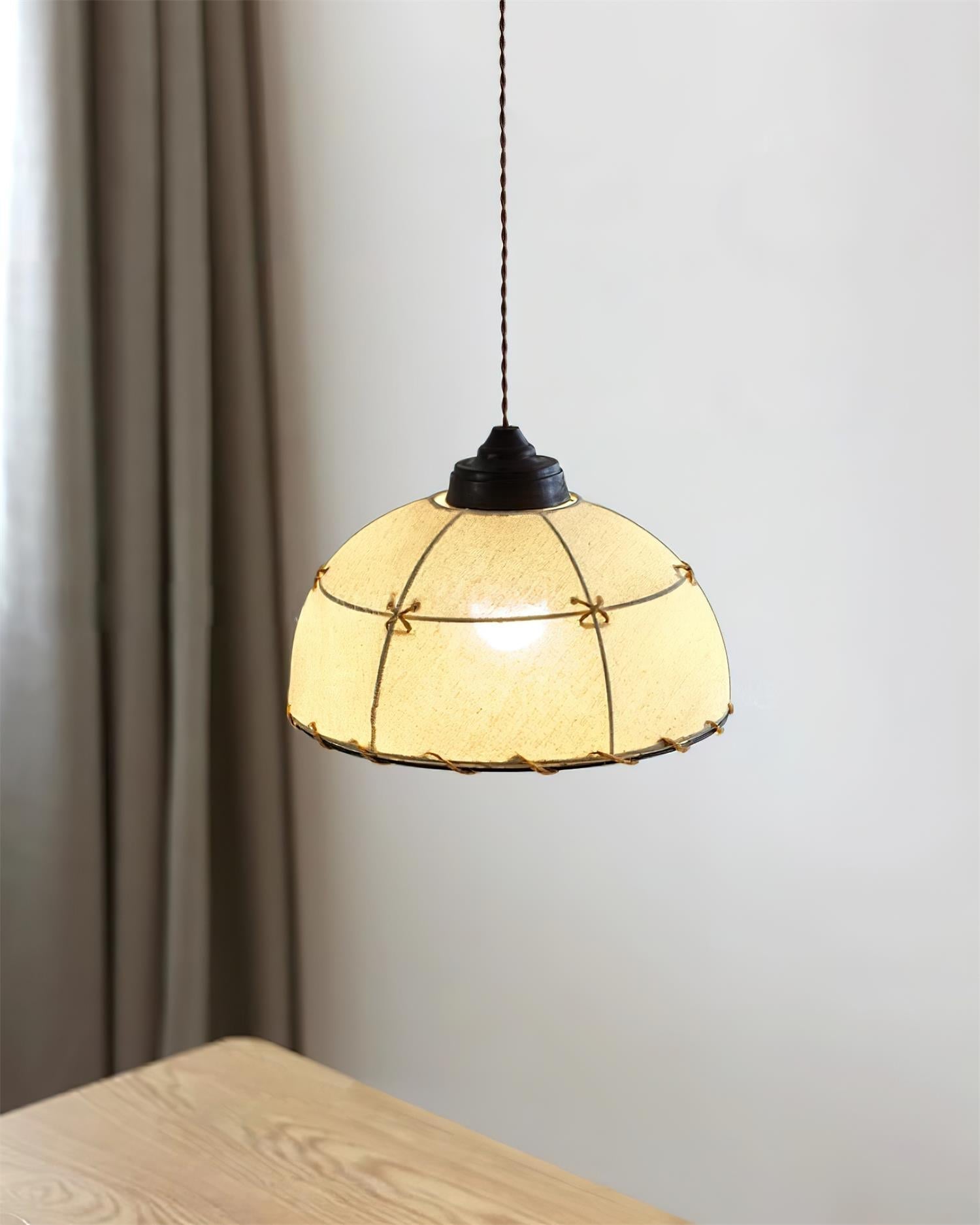 Pendant Light Fabric Dome Shade Vintage Minimalist Soft Glow