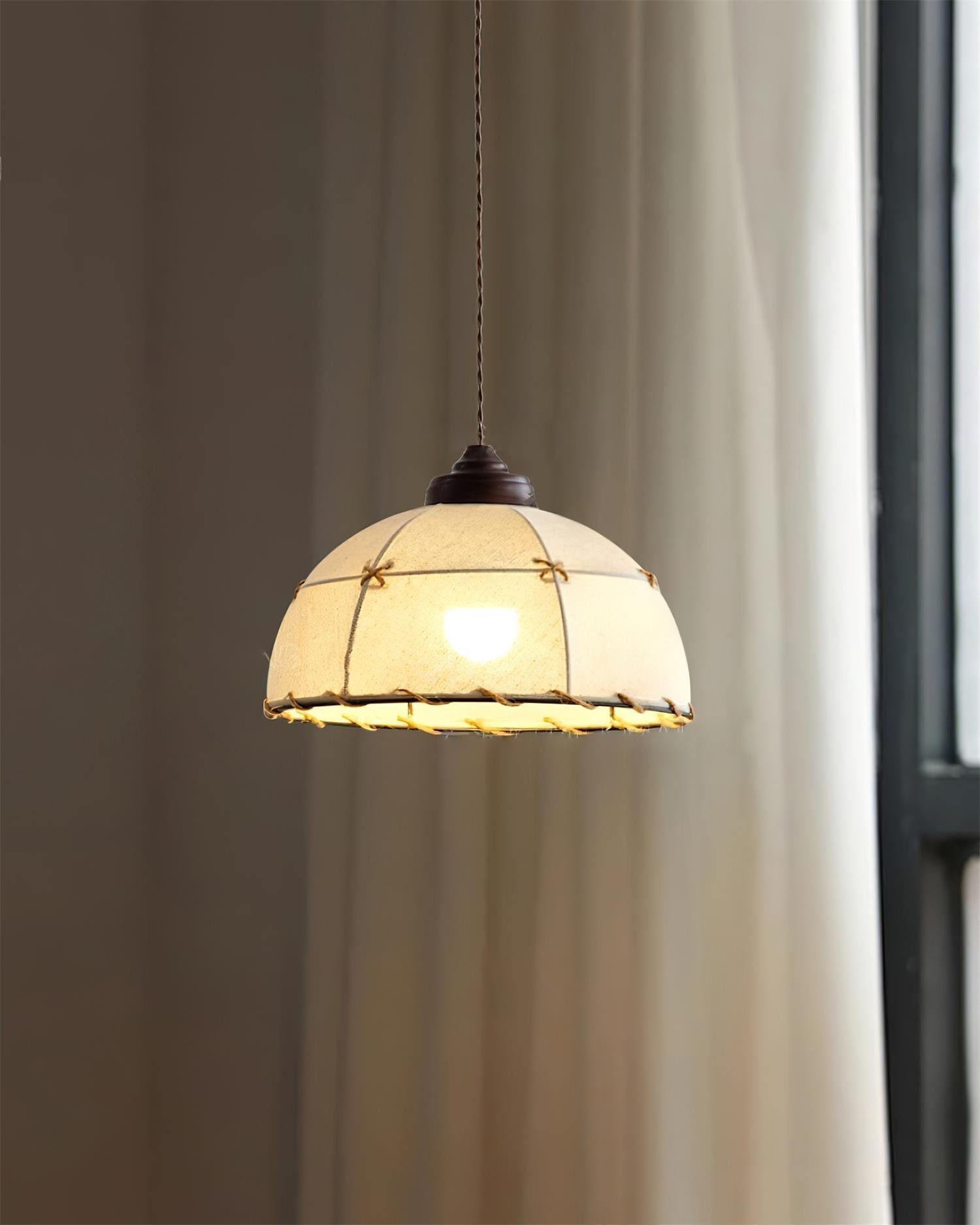 Pendant Light Fabric Dome Shade Vintage Minimalist Soft Glow