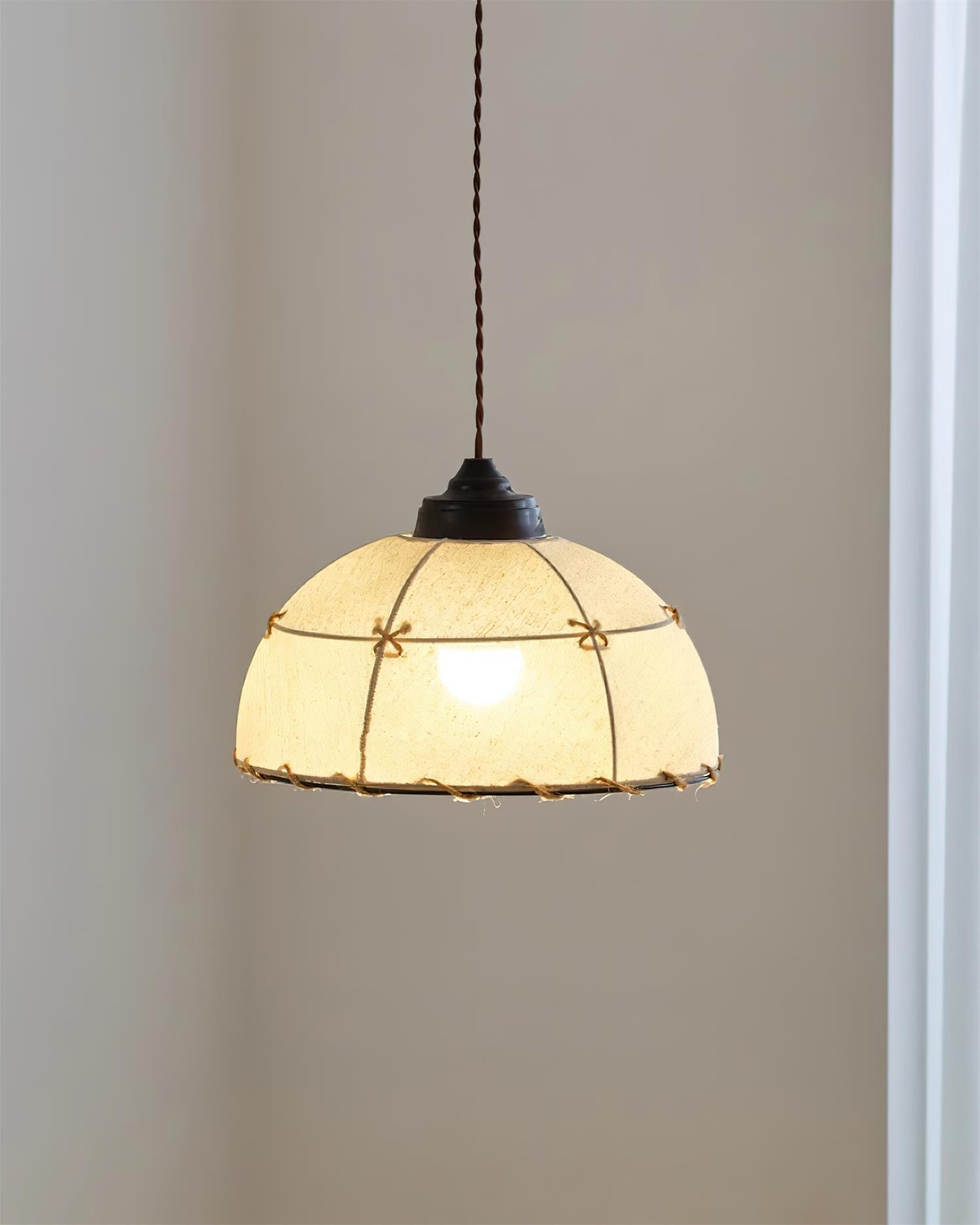 Pendant Light Fabric Dome Shade Vintage Minimalist Soft Glow