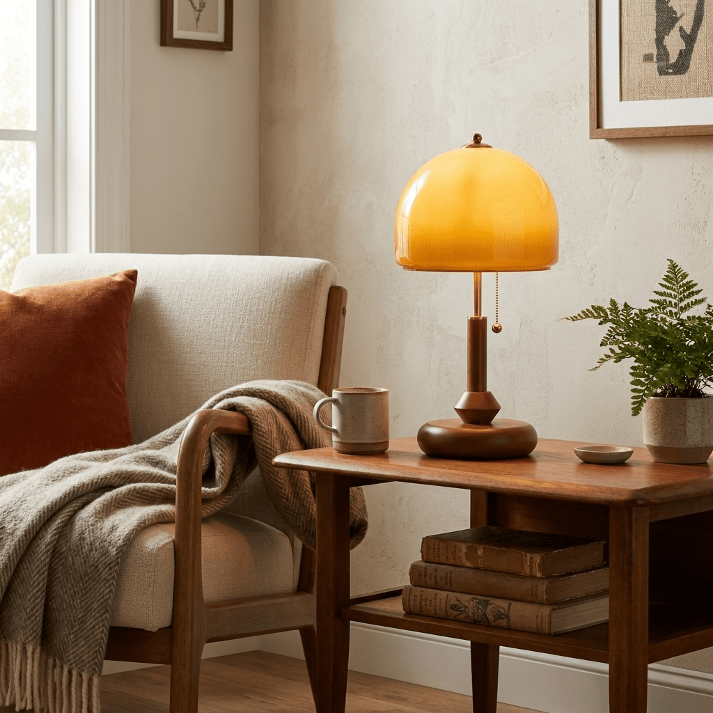 Dome Wooden Table Lamp-Neutral Decor