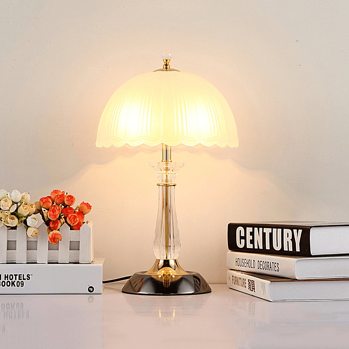 Belle Domed Glass Table Light-Neutral Decor