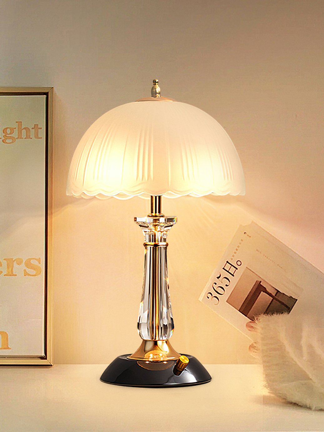Belle Domed Glass Table Light-Neutral Decor