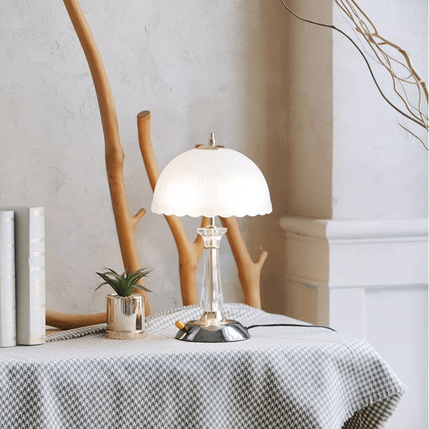 Belle Domed Glass Table Light-Neutral Decor